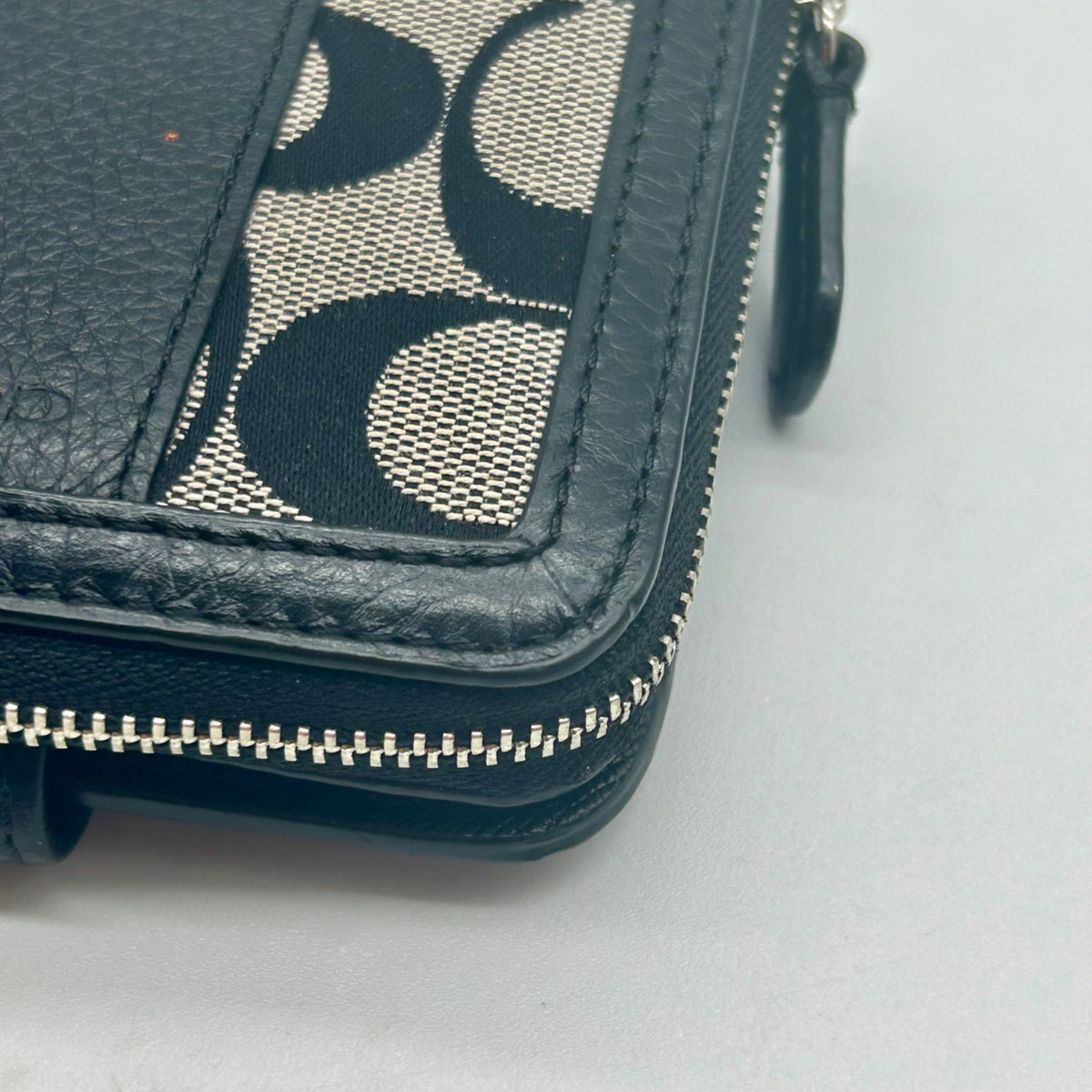 Coach Black And Grey Signature Canvas And Leather Wallet