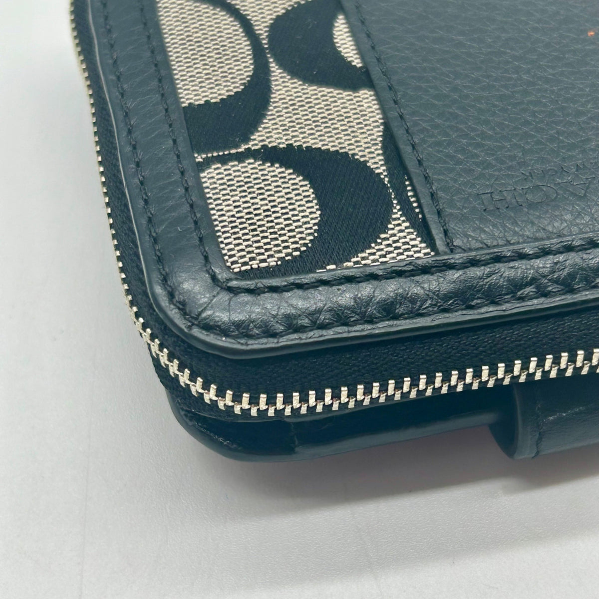 Coach Black And Grey Signature Canvas And Leather Wallet