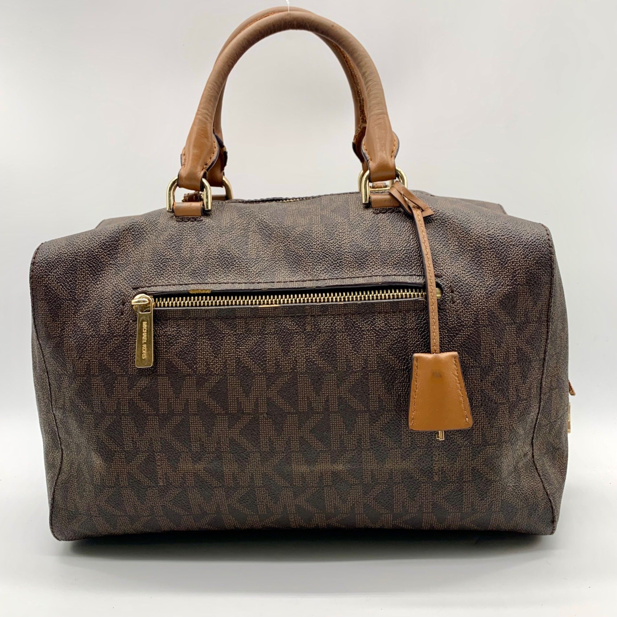 Michael Kors Large Brown Monogram Coated Canvas Kirby Satchel