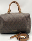 Michael Kors Large Brown Monogram Coated Canvas Kirby Satchel