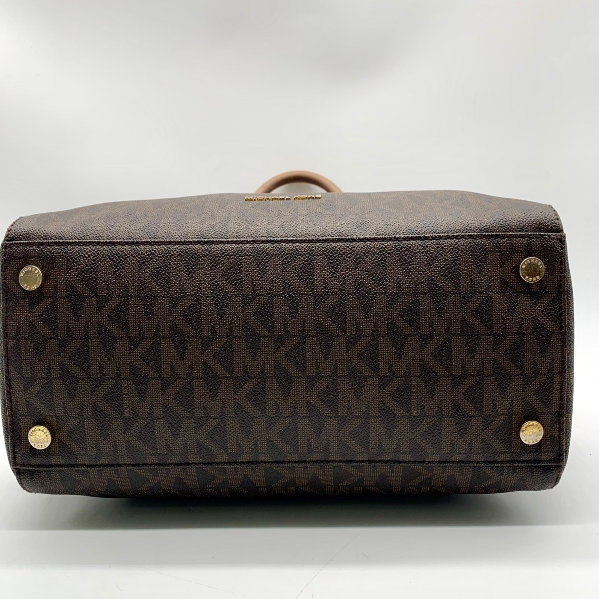 Michael Kors Large Brown Monogram Coated Canvas Kirby Satchel