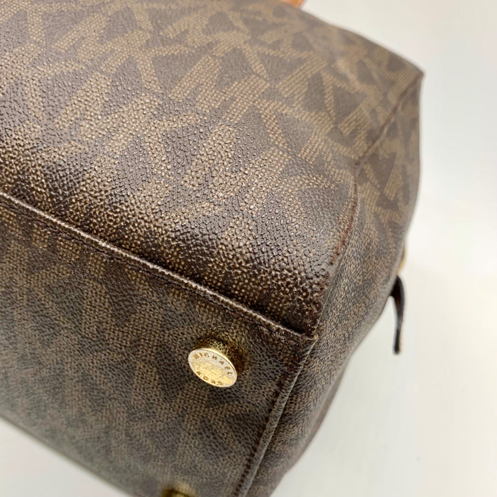 Michael Kors Large Brown Monogram Coated Canvas Kirby Satchel