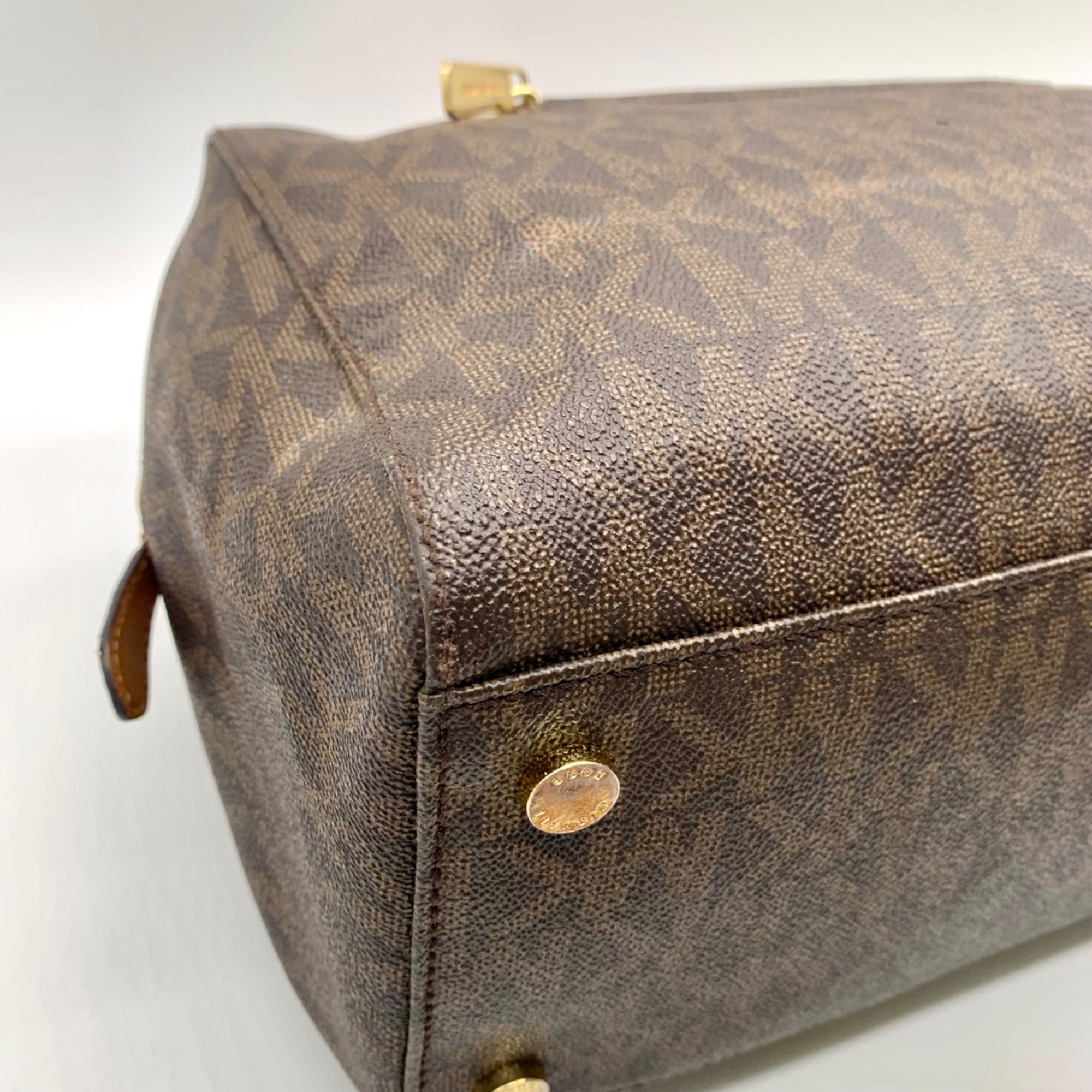 Michael Kors Large Brown Monogram Coated Canvas Kirby Satchel