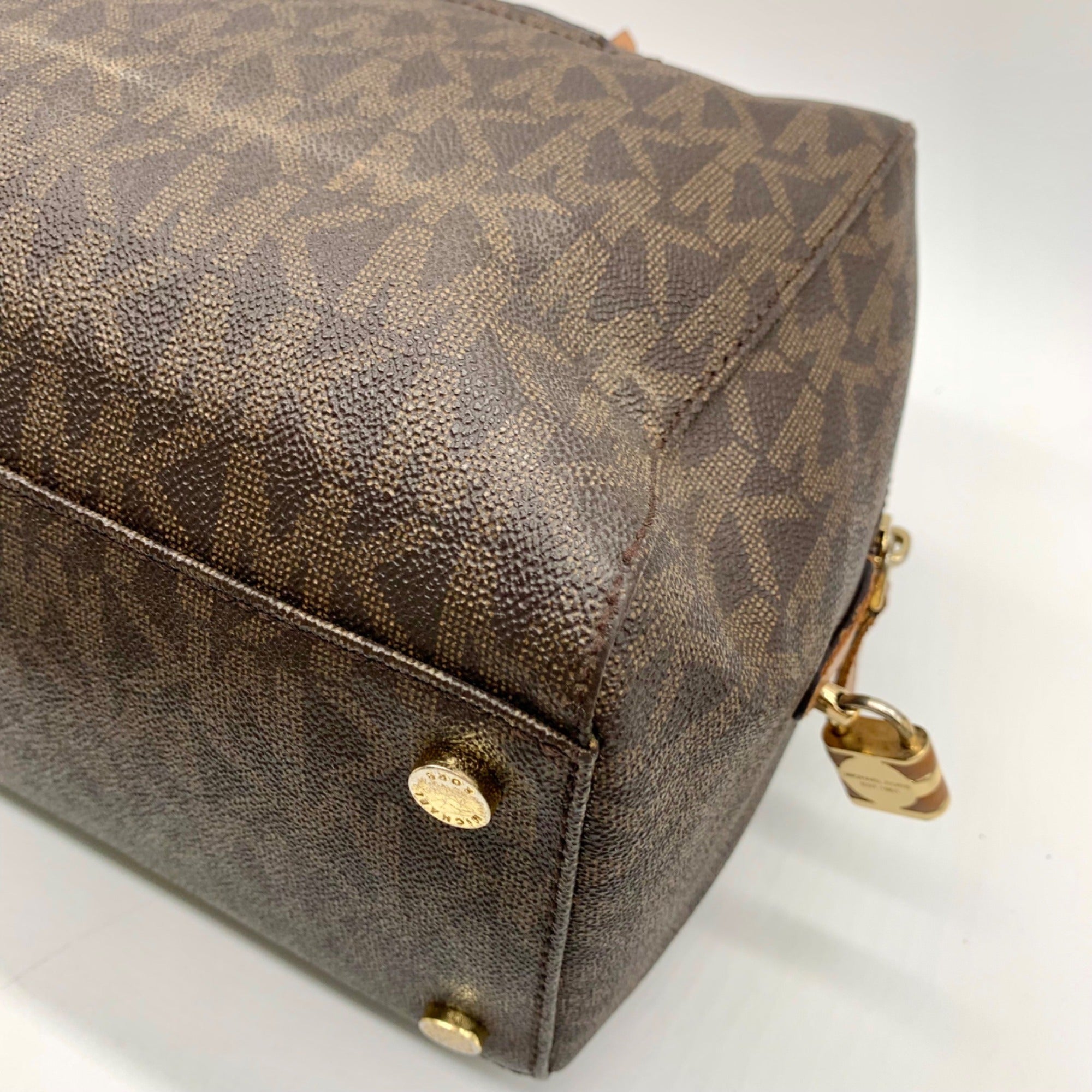 Michael Kors Large Brown Monogram Coated Canvas Kirby Satchel