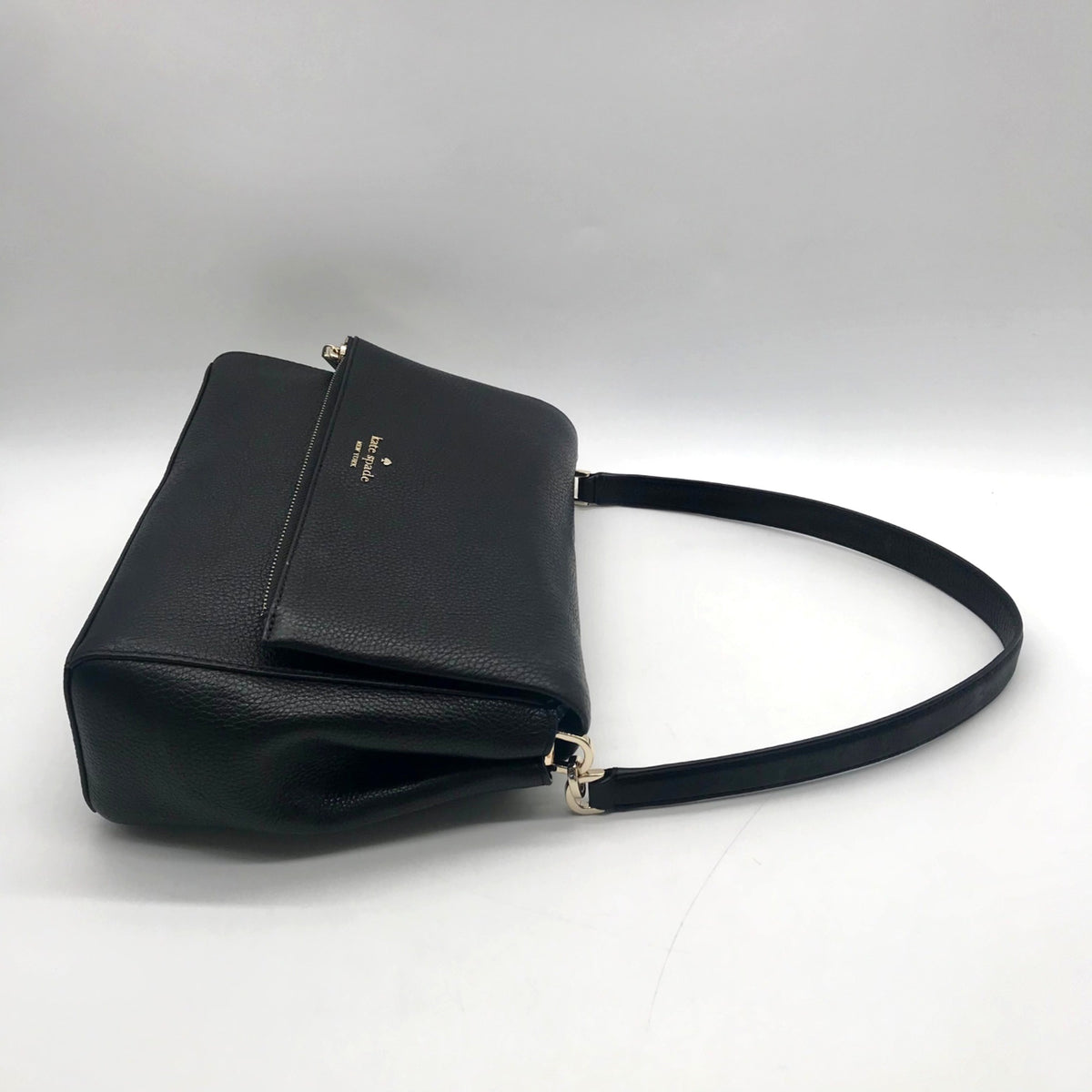 Kate Spade Black Pebbled Leather Leila Mini Zip Crossbody Bag