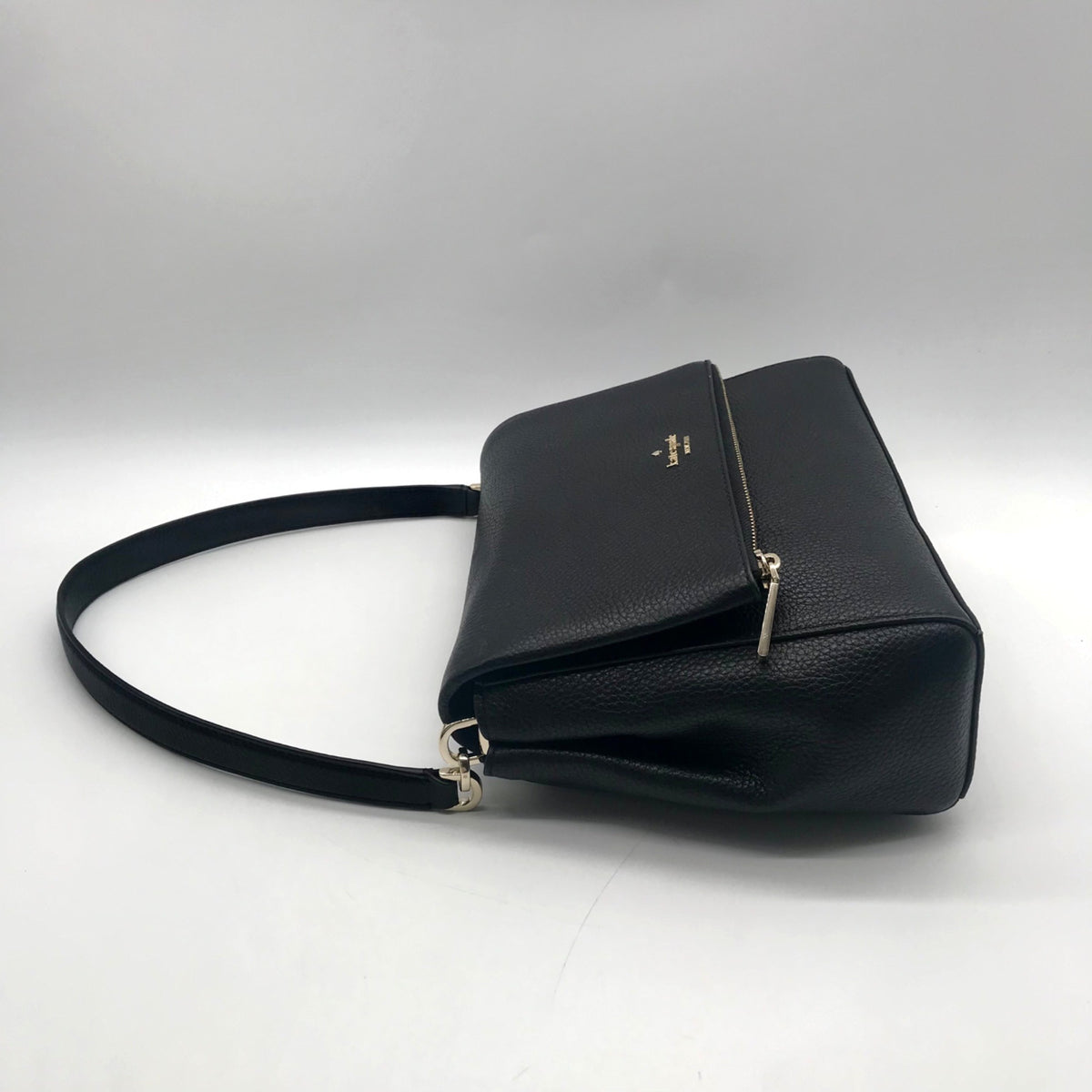 Kate Spade Black Pebbled Leather Leila Mini Zip Crossbody Bag