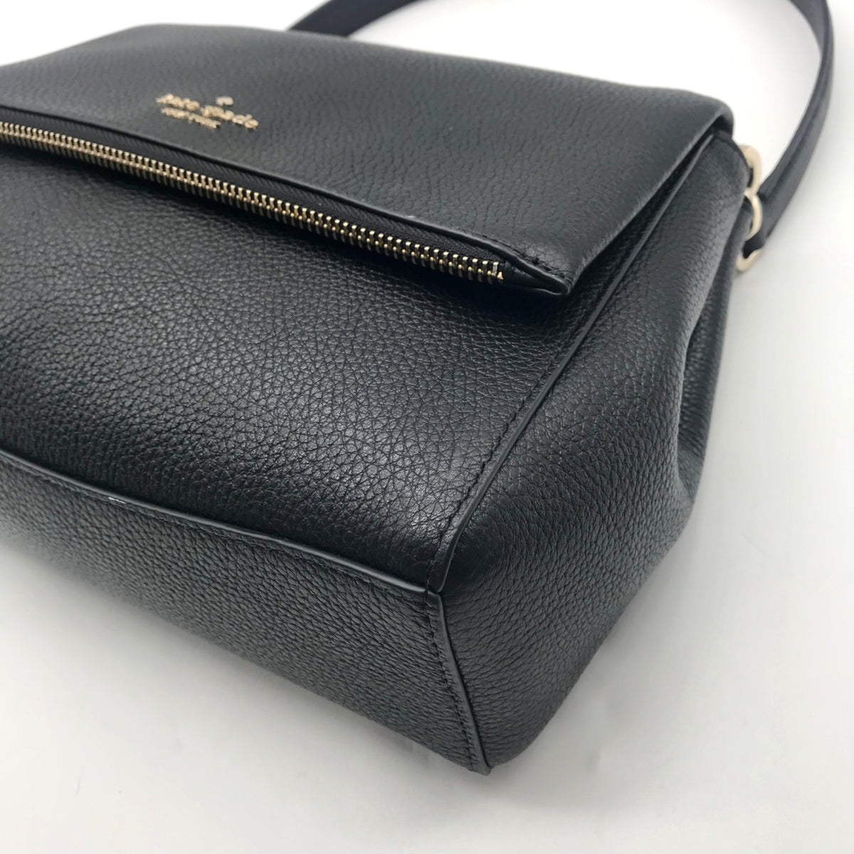 Kate Spade Black Pebbled Leather Leila Mini Zip Crossbody Bag