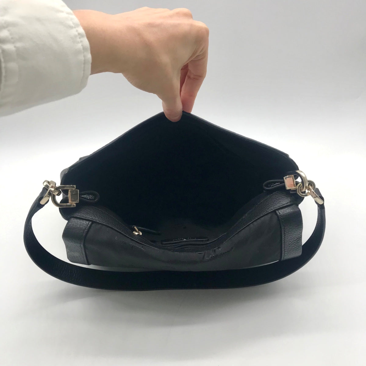 Kate Spade Black Pebbled Leather Leila Mini Zip Crossbody Bag