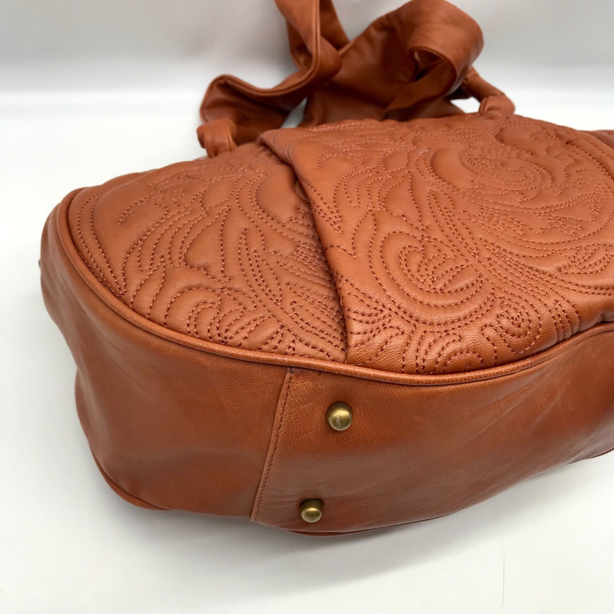 Bebgmaxazria Brown Decorative Embossed Faux Leather Shoulder Bag