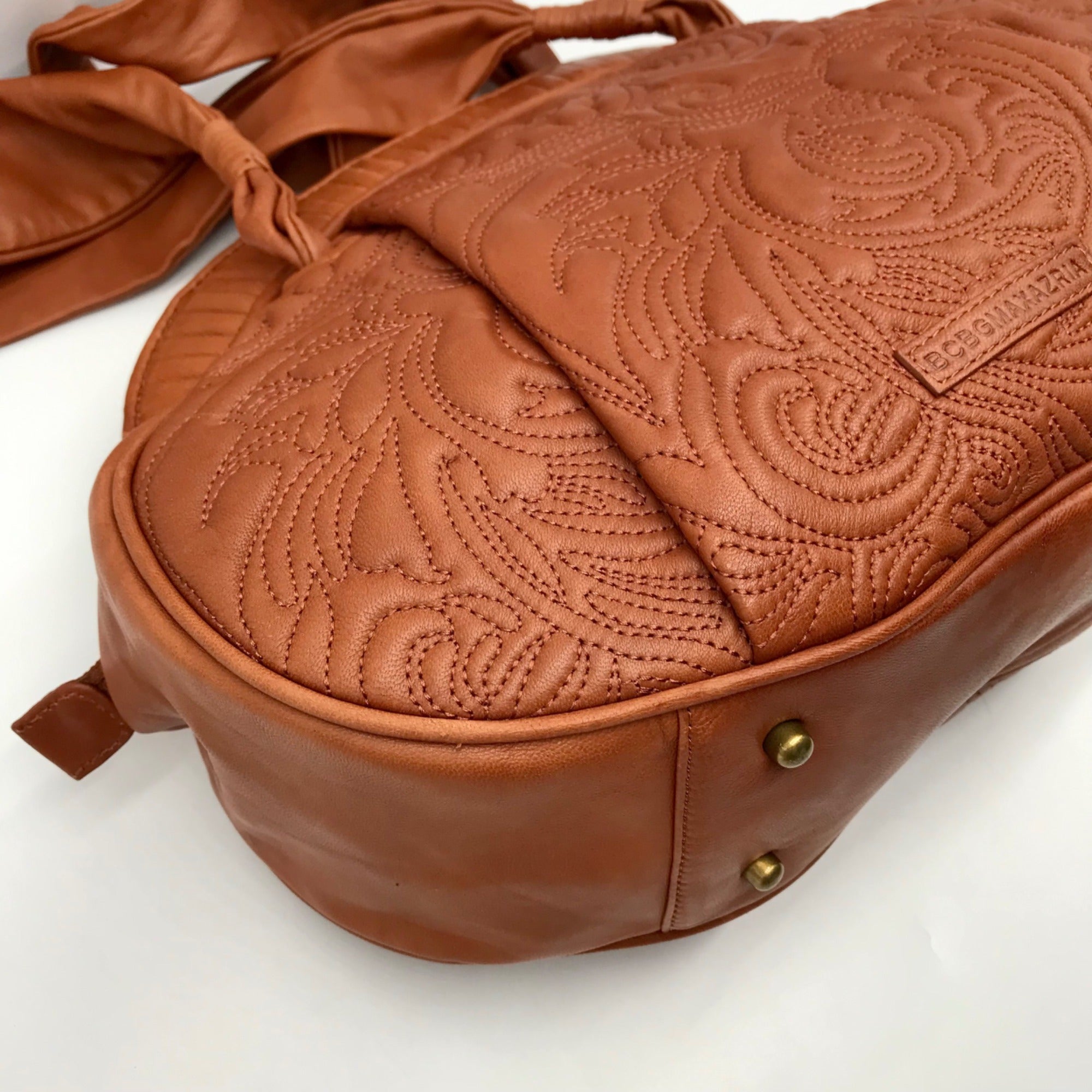 Bebgmaxazria Brown Decorative Embossed Faux Leather Shoulder Bag