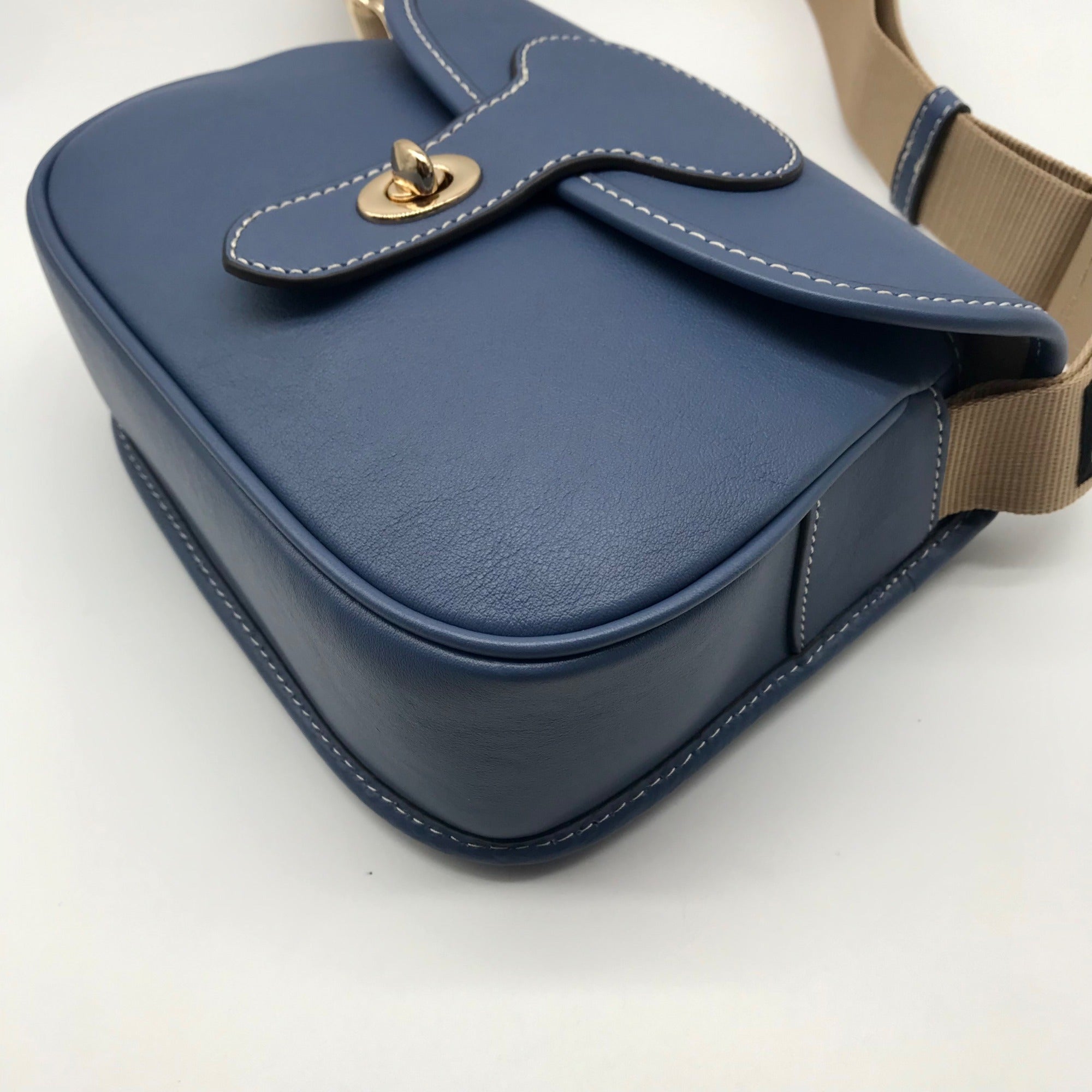 Dooney &amp; Bourke Denim Leather Penrose 2 Saddle 22 Shoulder Bag