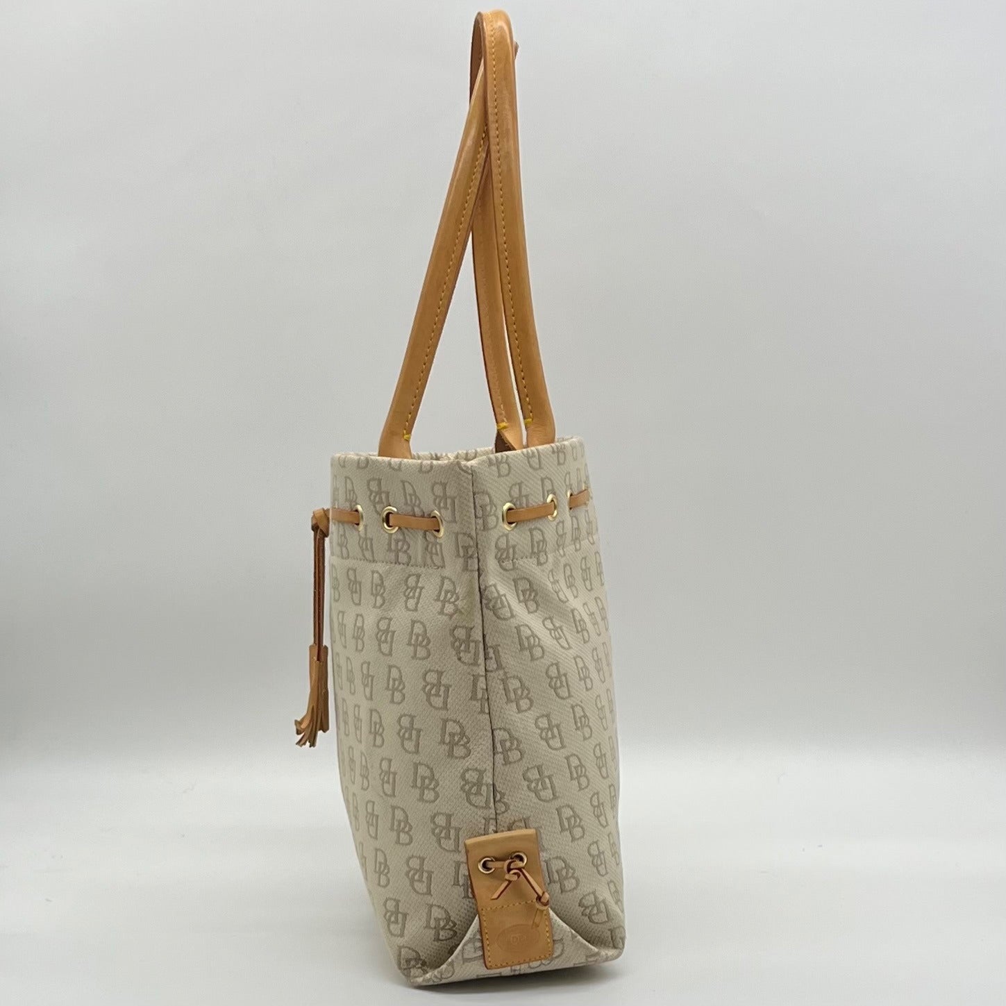 Dooney &amp; Bourke Small Tan Tulip Tassel Tote Bag