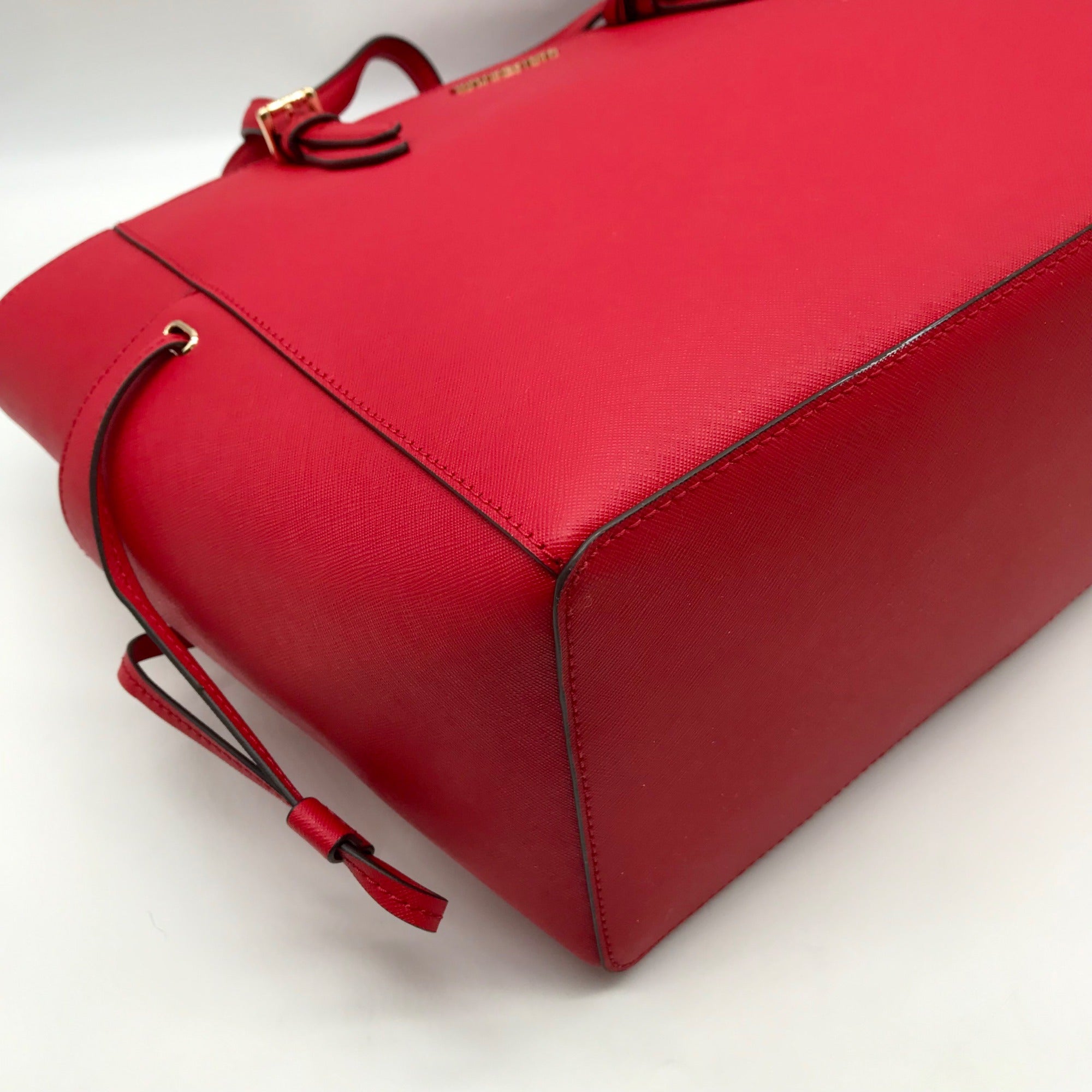 Michael Kors Red Saffiano Leather Large Gilly Tote And Wallet