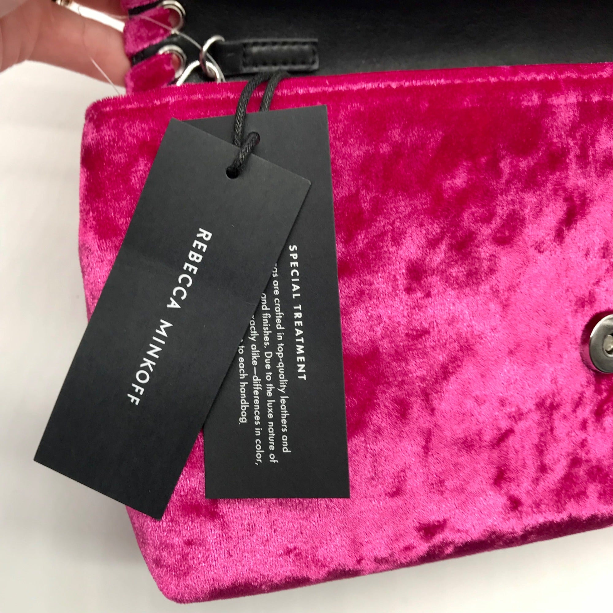 Rebecca Minkoff Pink Velvet Whip Envelope Clutch Bag