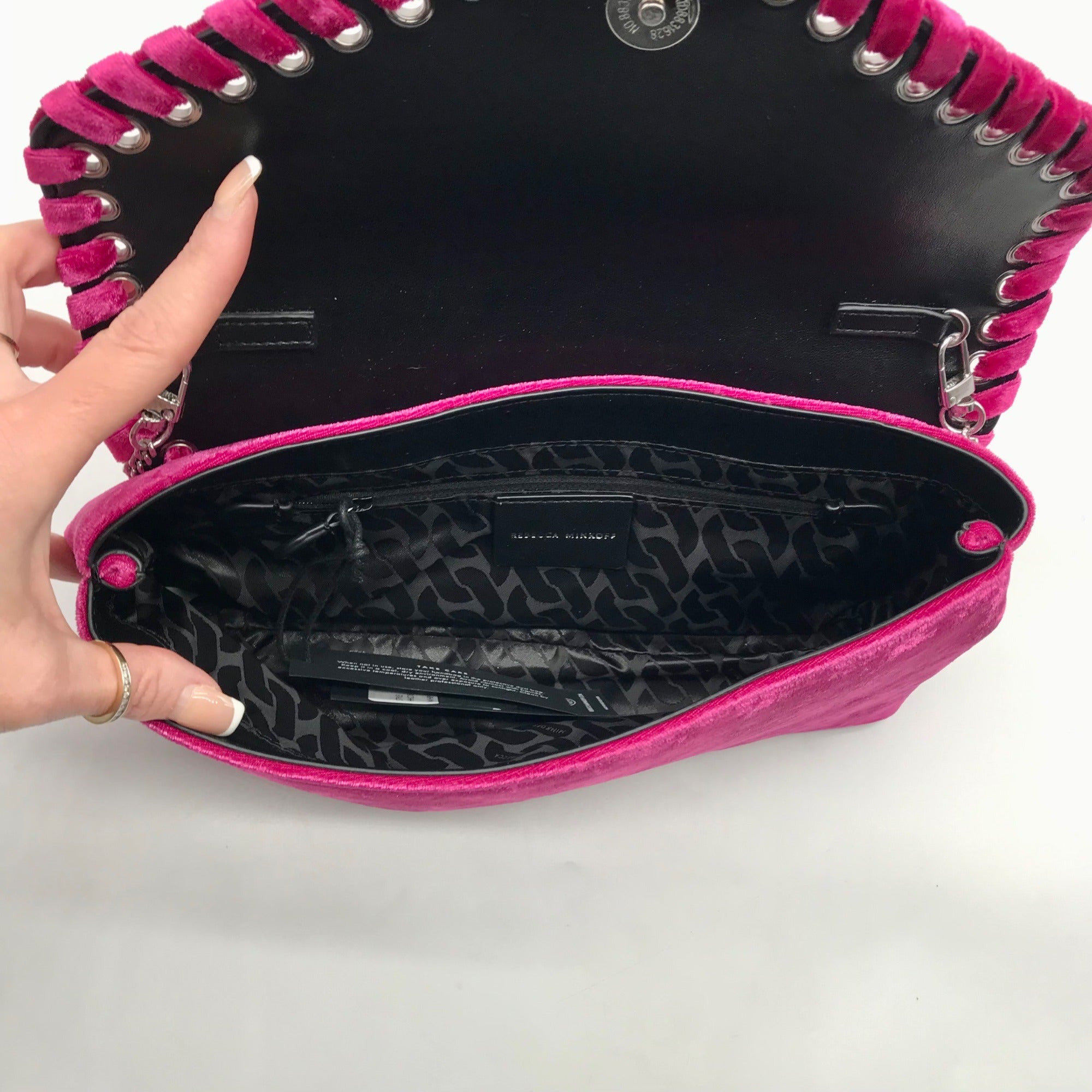 Rebecca Minkoff Pink Velvet Whip Envelope Clutch Bag