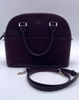 Kate Spade Deep Plum Pebbled Leather Carli Grove Street Satchel Crossbody Bag