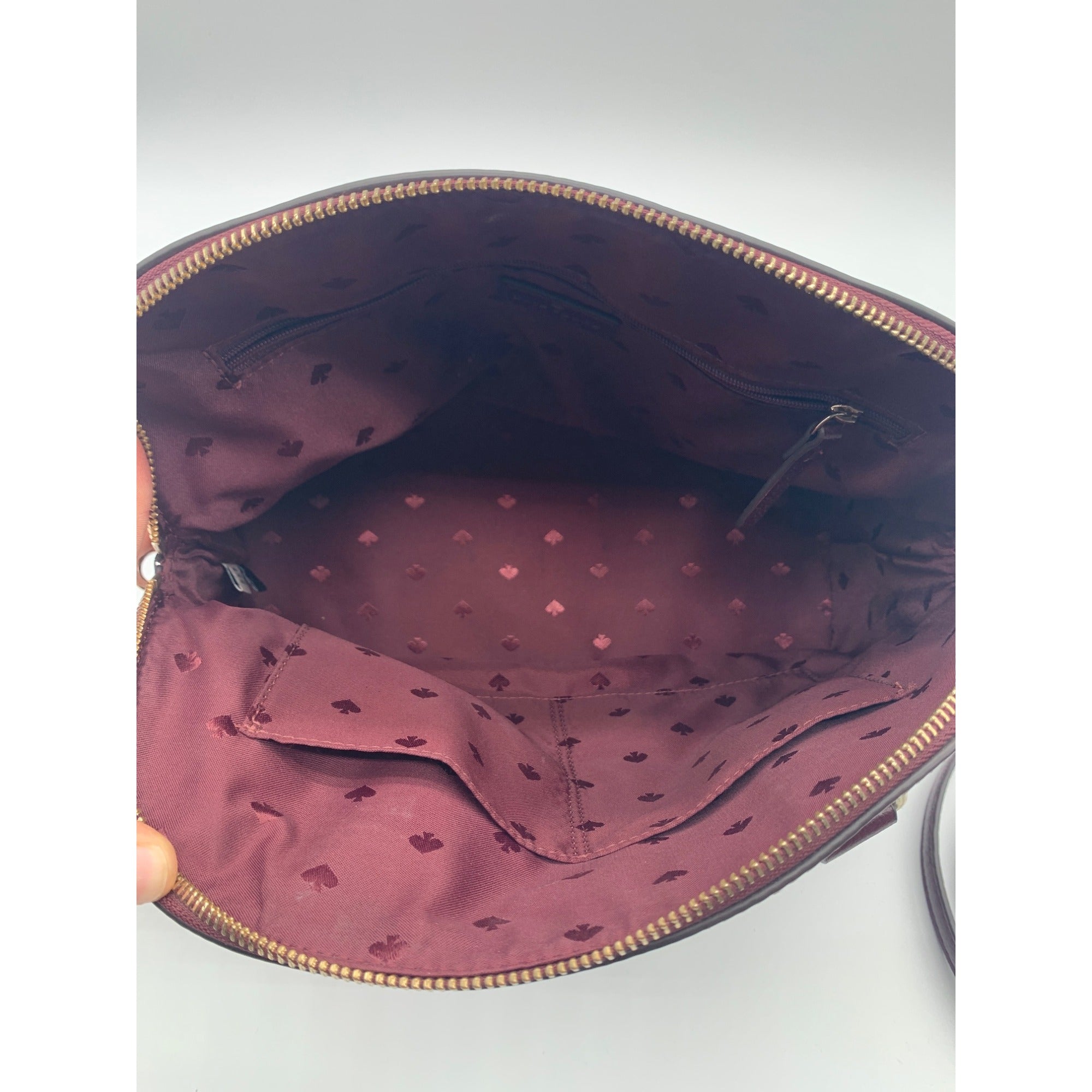 Kate Spade Deep Plum Pebbled Leather Carli Grove Street Satchel Crossbody Bag
