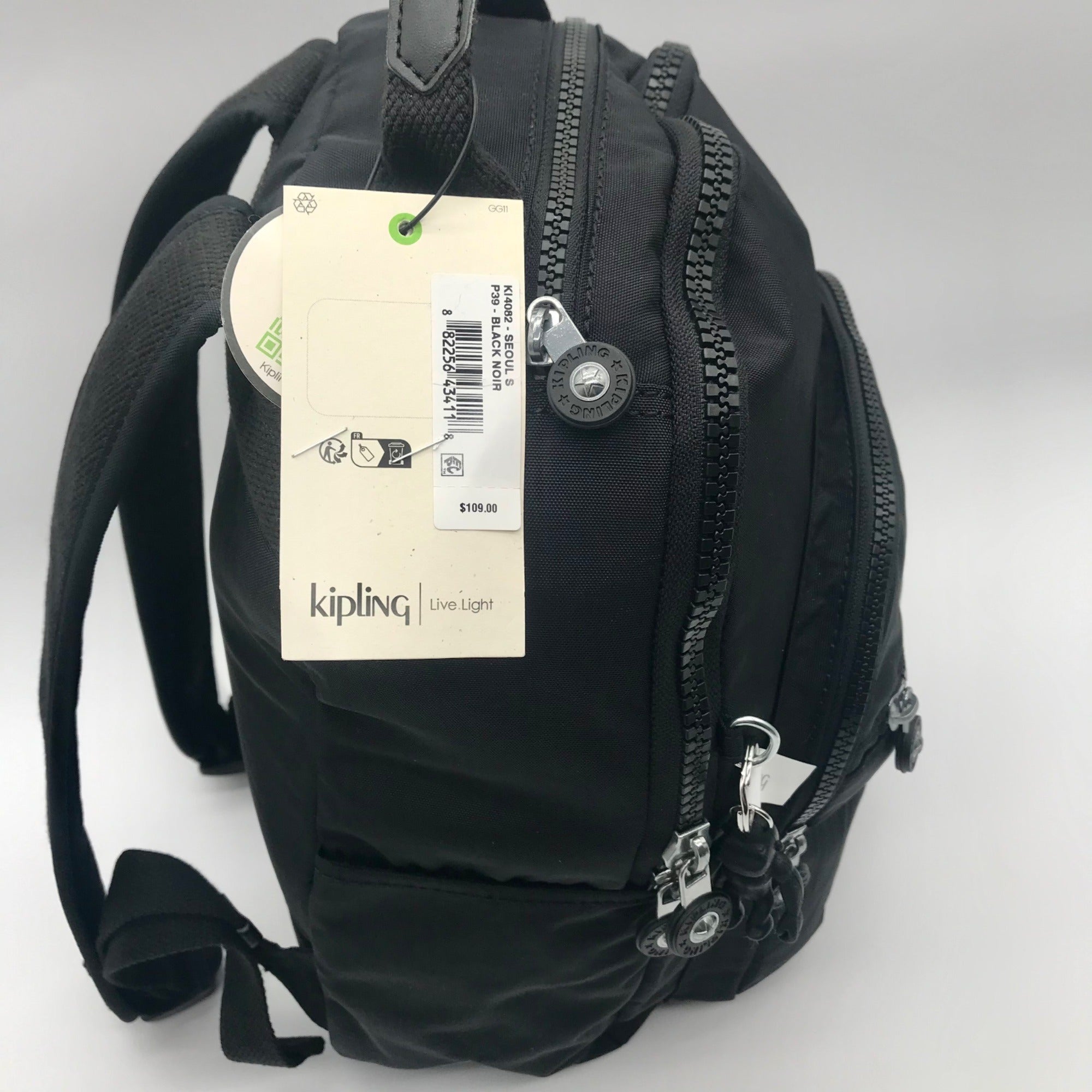 Kipling Black Noir Polyester Seoul Tablet Backpack