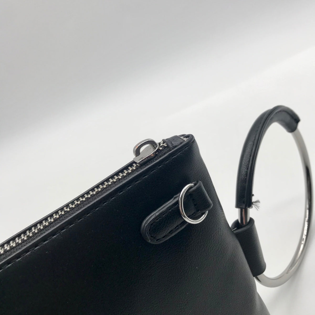 I.N.C. Black Faux Leather Charlii Bangle Crossbody Bag