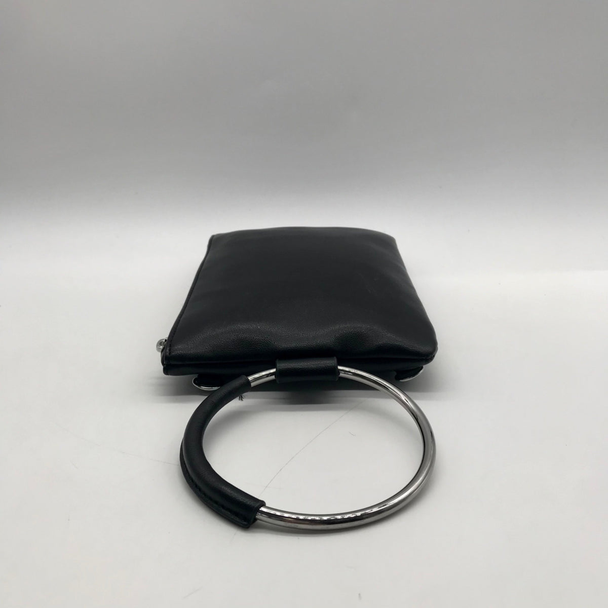 I.N.C. Black Faux Leather Charlii Bangle Crossbody Bag
