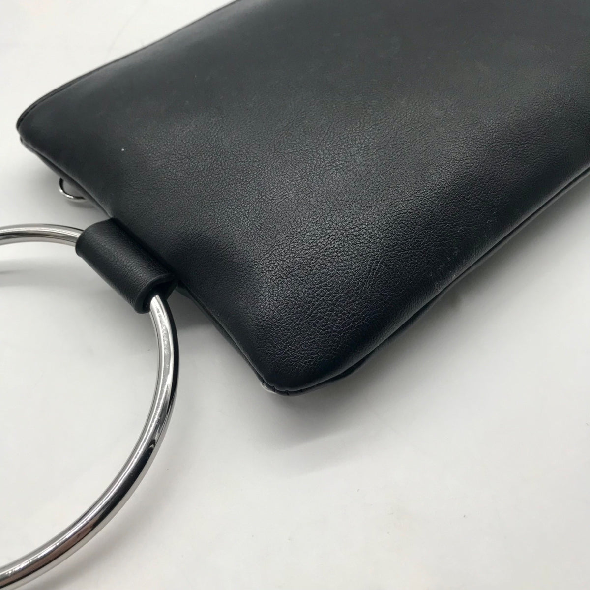 I.N.C. Black Faux Leather Charlii Bangle Crossbody Bag