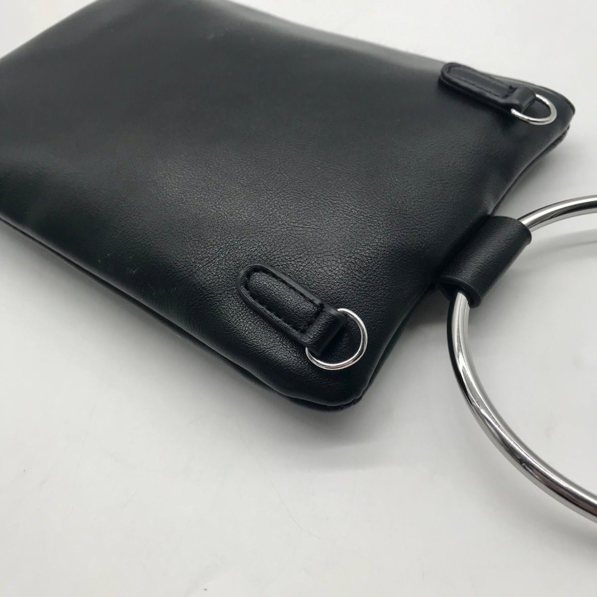 I.N.C. Black Faux Leather Charlii Bangle Crossbody Bag