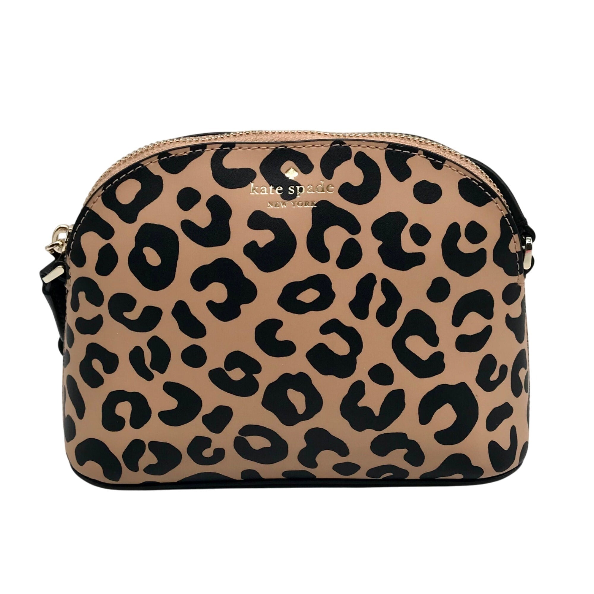 Kate Spade Tan &amp; Black Leather Kali Leopard Print Dome Crossbody