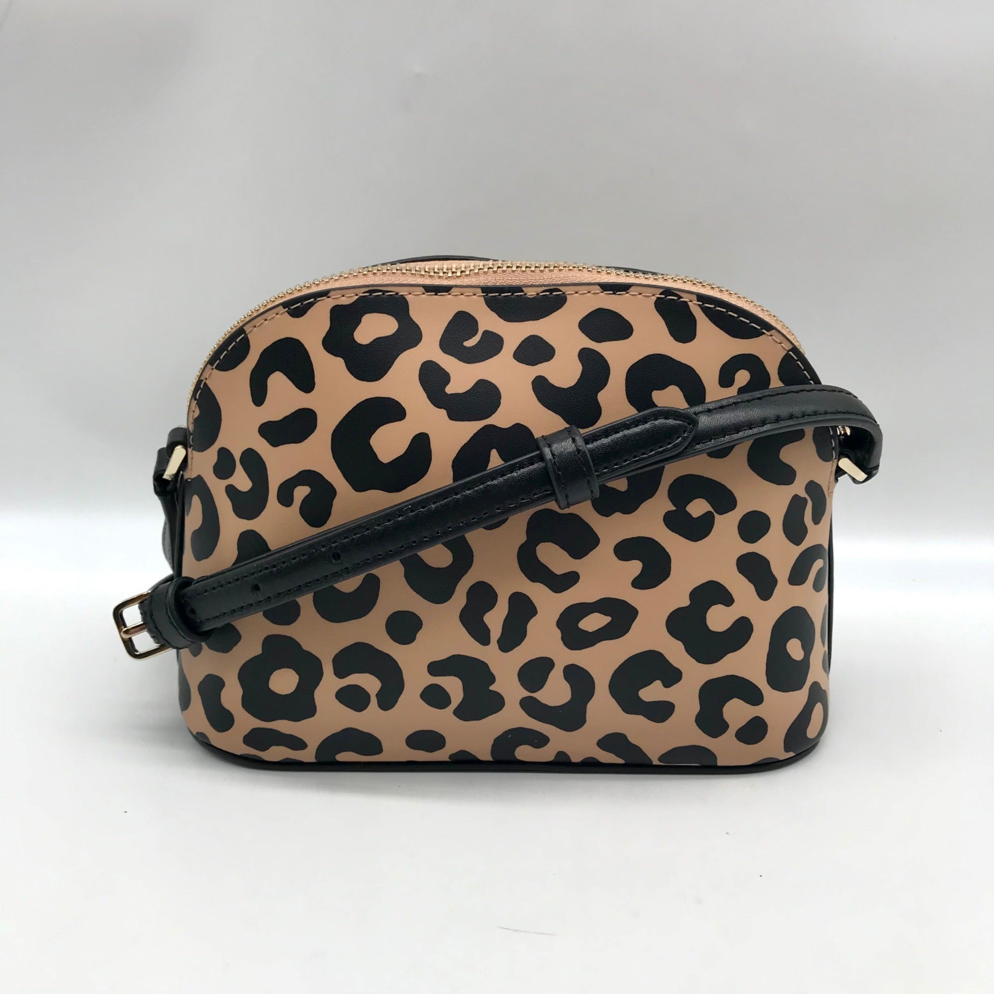 Kate Spade Tan &amp; Black Leather Kali Leopard Print Dome Crossbody
