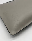 Michael Kors Pearl Grey Cheveron Ellius XL Leather Wristlet
