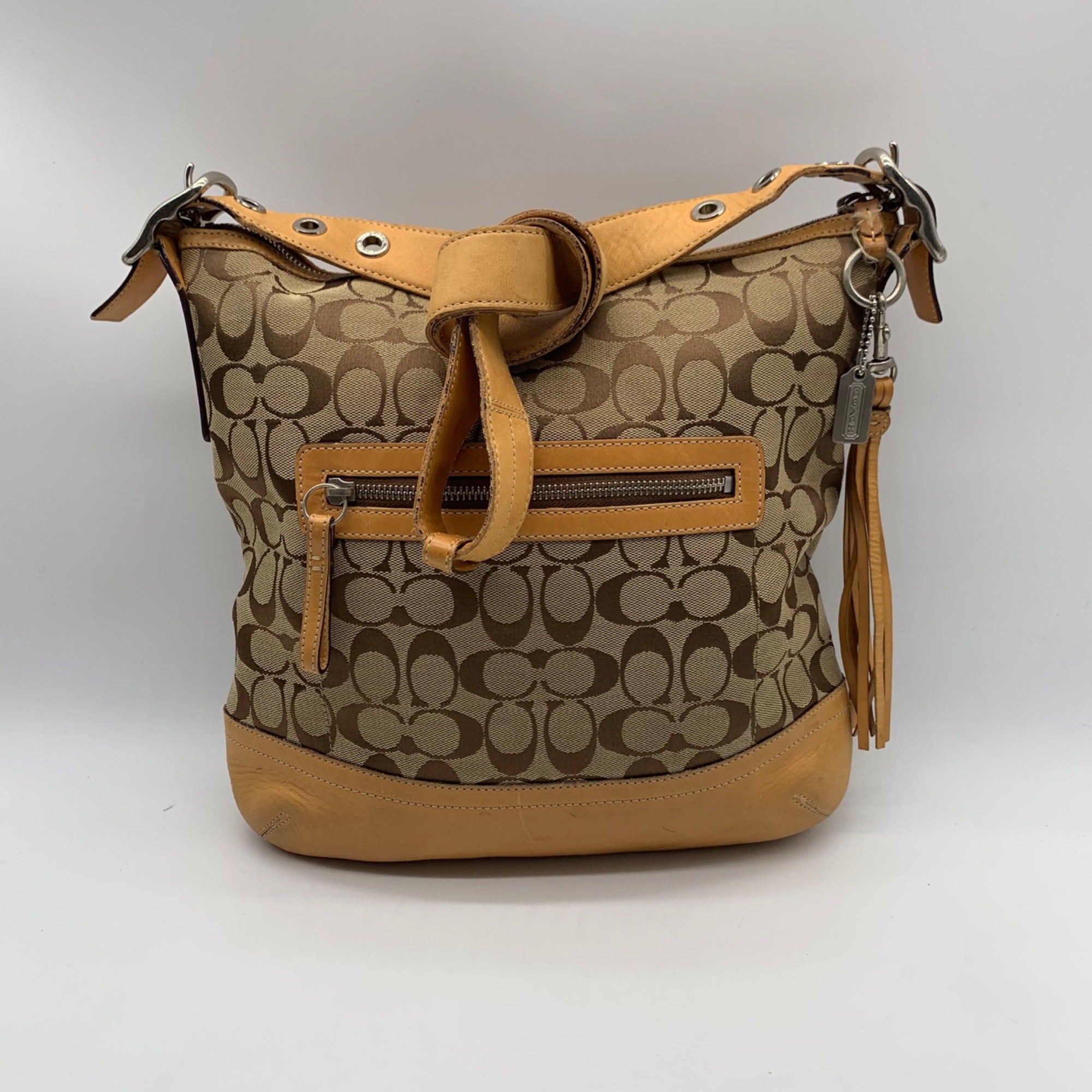 Coach Beige Vintage Y2K Signature Canvas Slim Shoulder Bag-9349