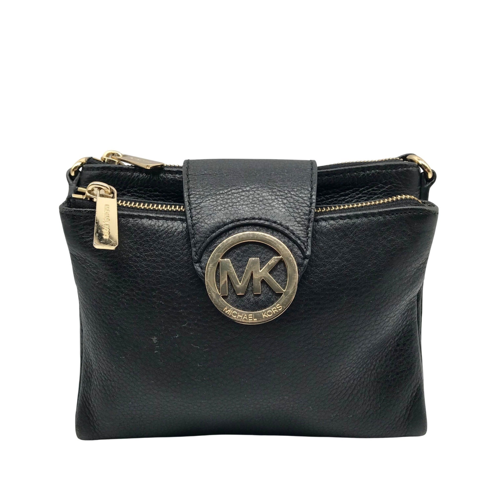 Michael Kors Black Pebbled Leather Fulton Small Crossbody Bag