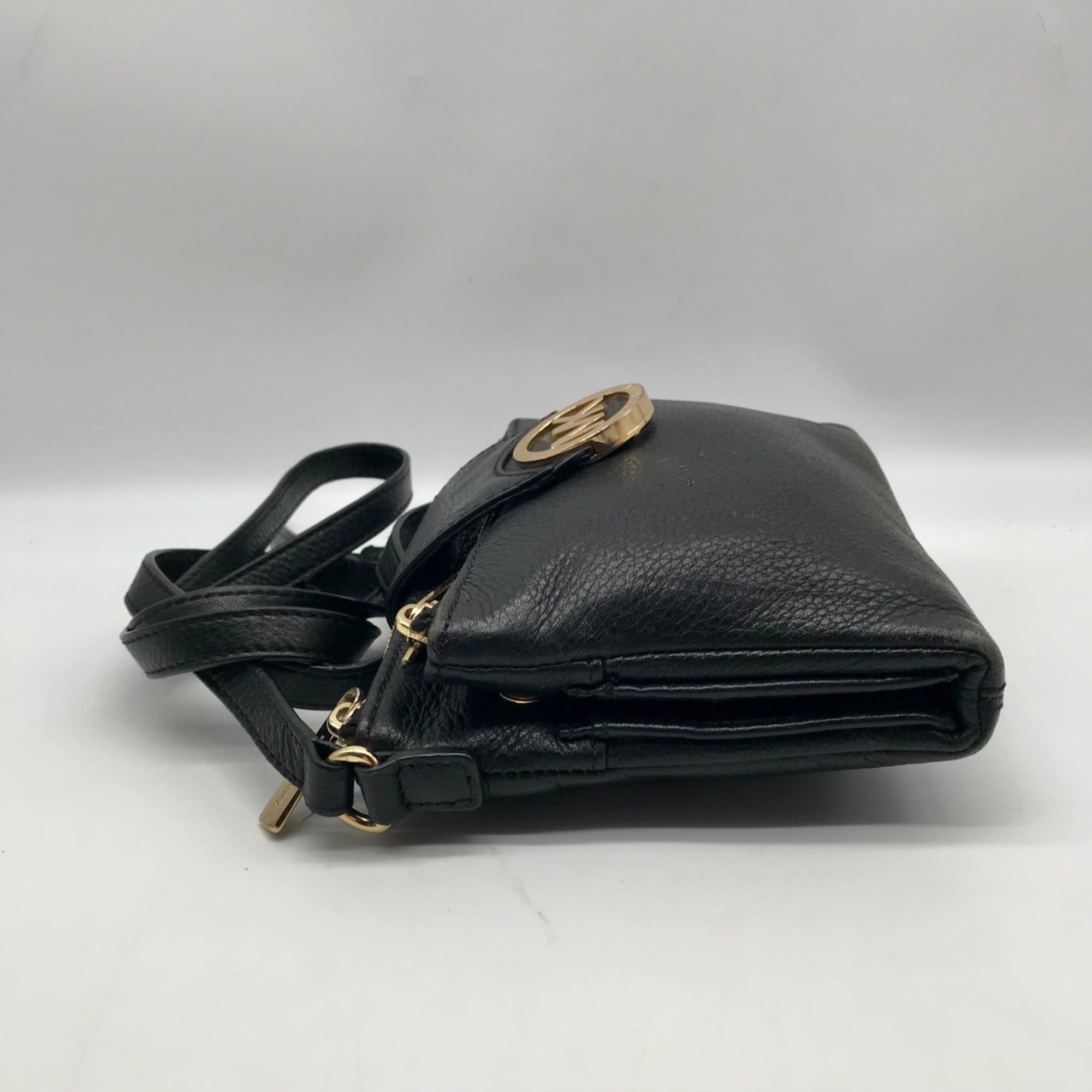 Michael Kors Black Pebbled Leather Fulton Small Crossbody Bag