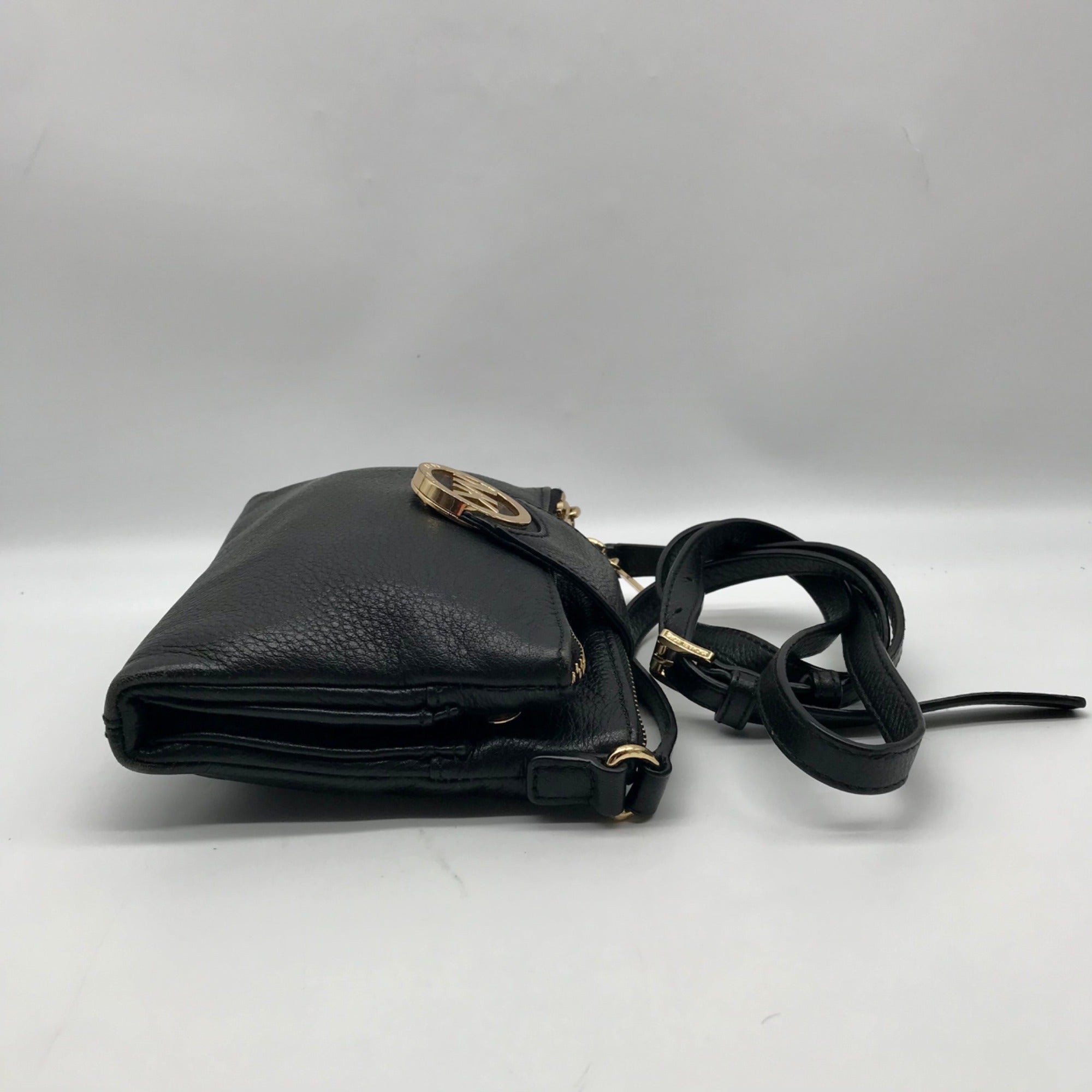 Michael Kors Black Pebbled Leather Fulton Small Crossbody Bag