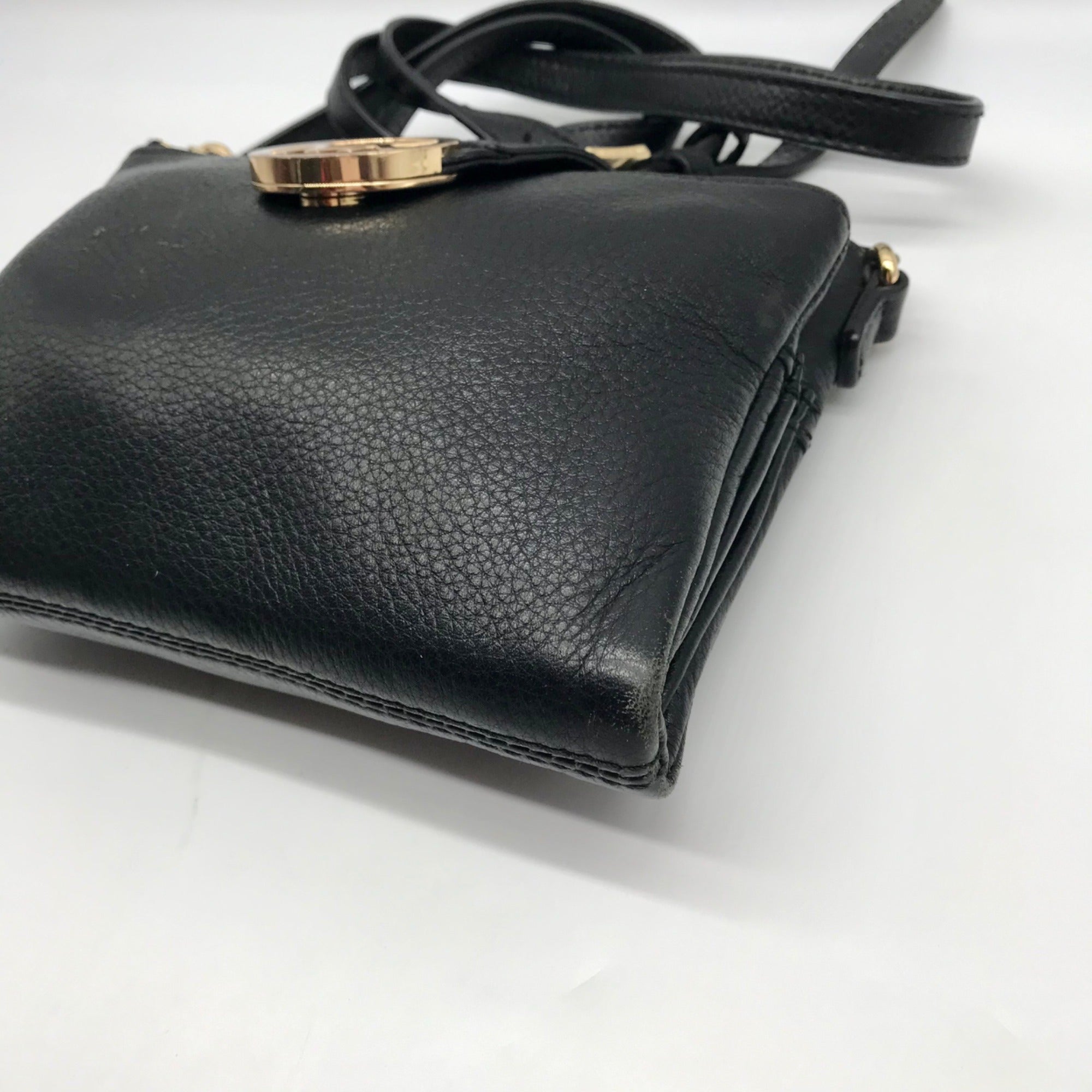 Michael Kors Black Pebbled Leather Fulton Small Crossbody Bag