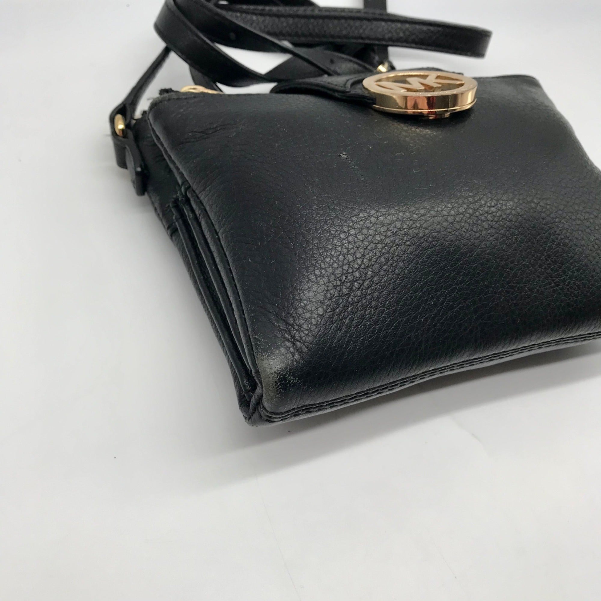 Michael Kors Black Pebbled Leather Fulton Small Crossbody Bag