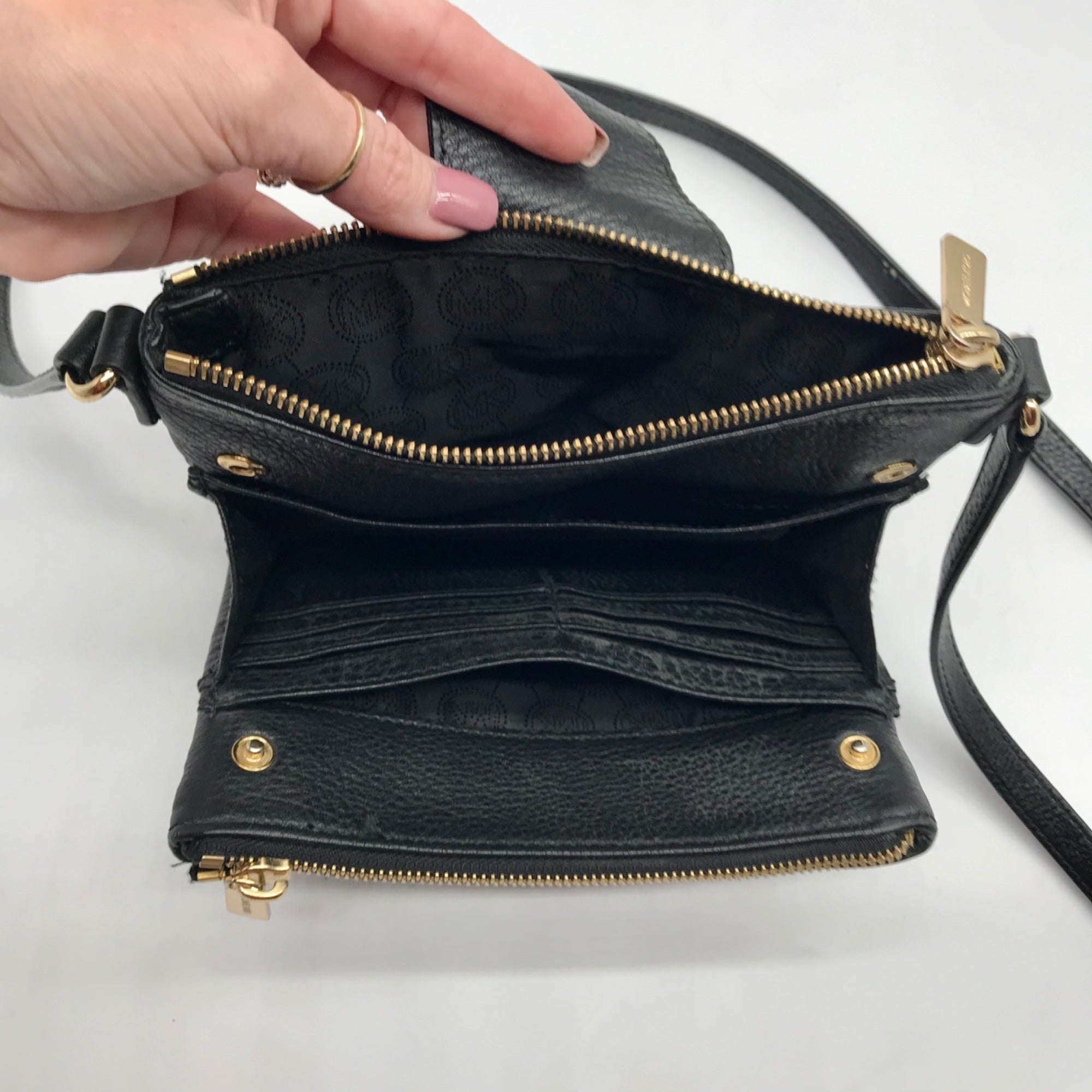 Michael Kors Black Pebbled Leather Fulton Small Crossbody Bag