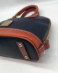 Dooney & Bourke Navy & Bown Small Zip Zip Crossbody Satchel