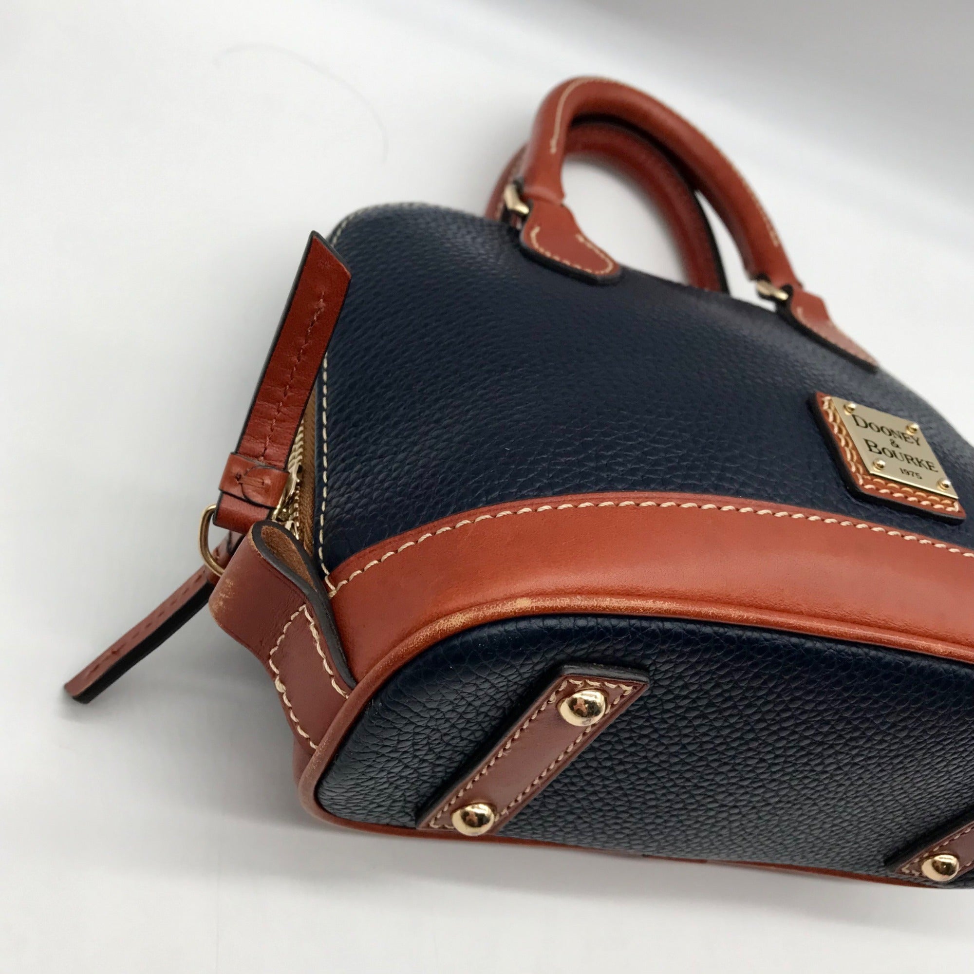 Dooney &amp; Bourke Navy &amp; Bown Small Zip Zip Crossbody Satchel