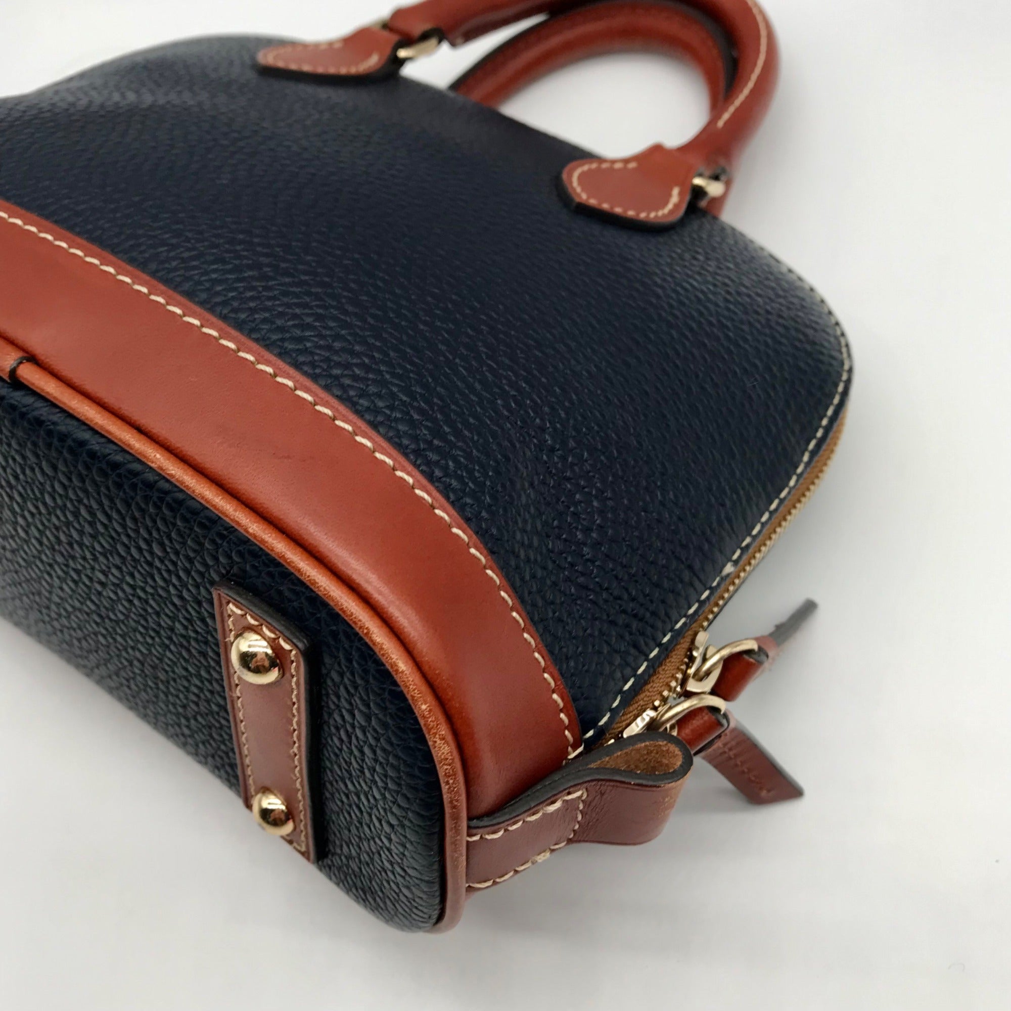 Dooney &amp; Bourke Navy &amp; Bown Small Zip Zip Crossbody Satchel