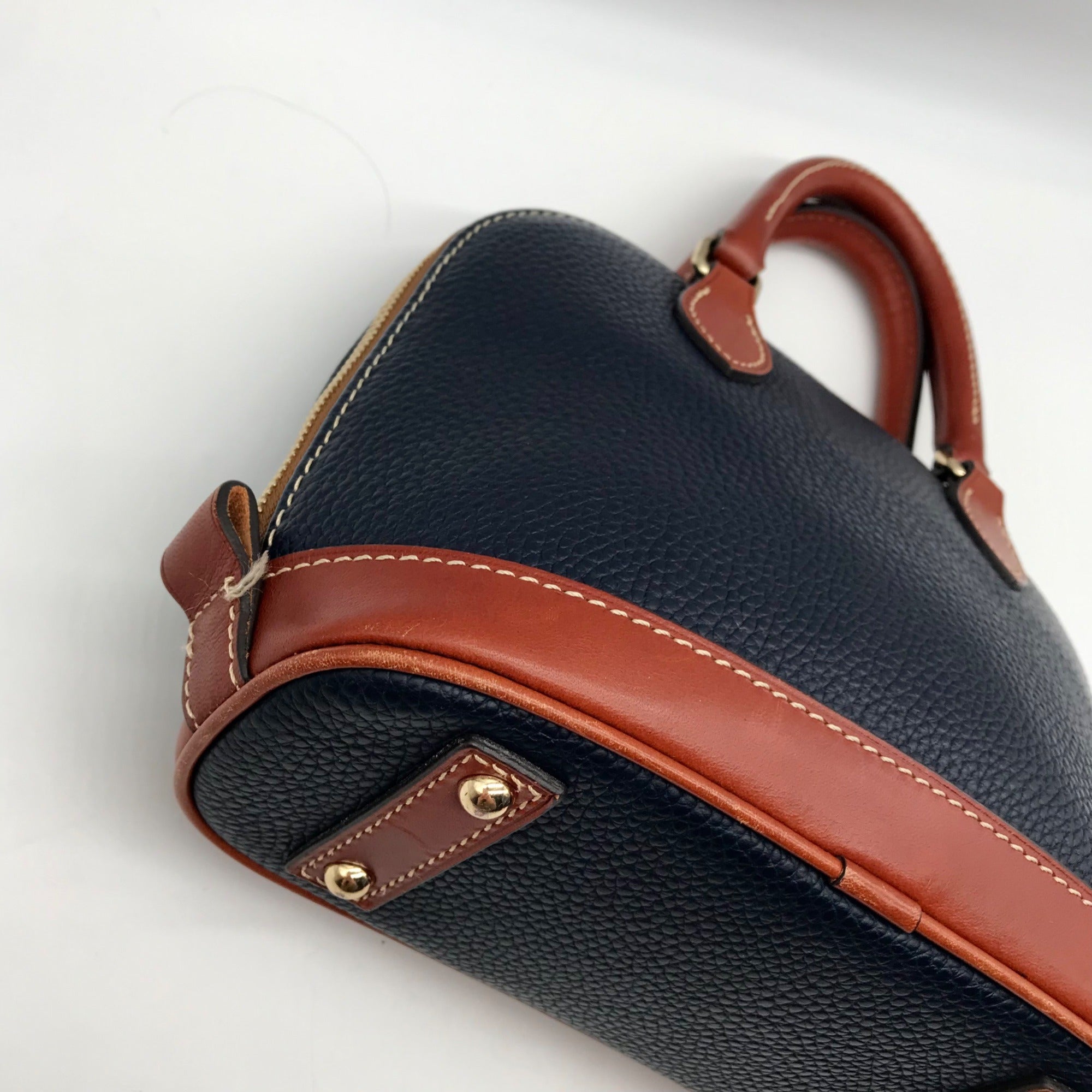 Dooney &amp; Bourke Navy &amp; Bown Small Zip Zip Crossbody Satchel