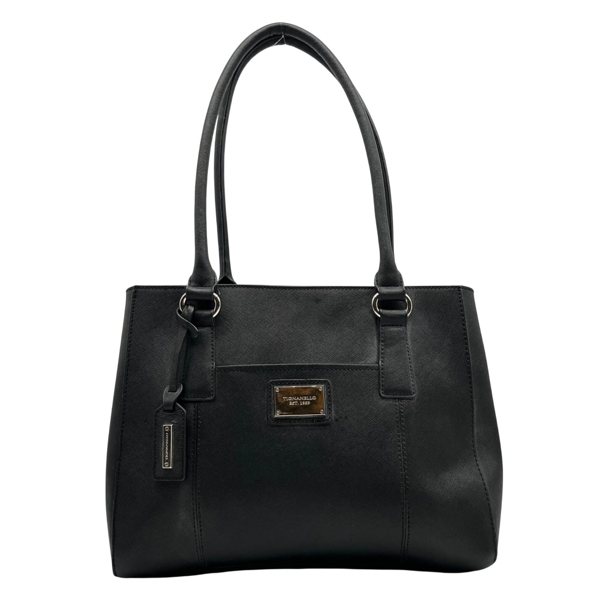 Tignanello Black Leather Pocket Shoulder Bag