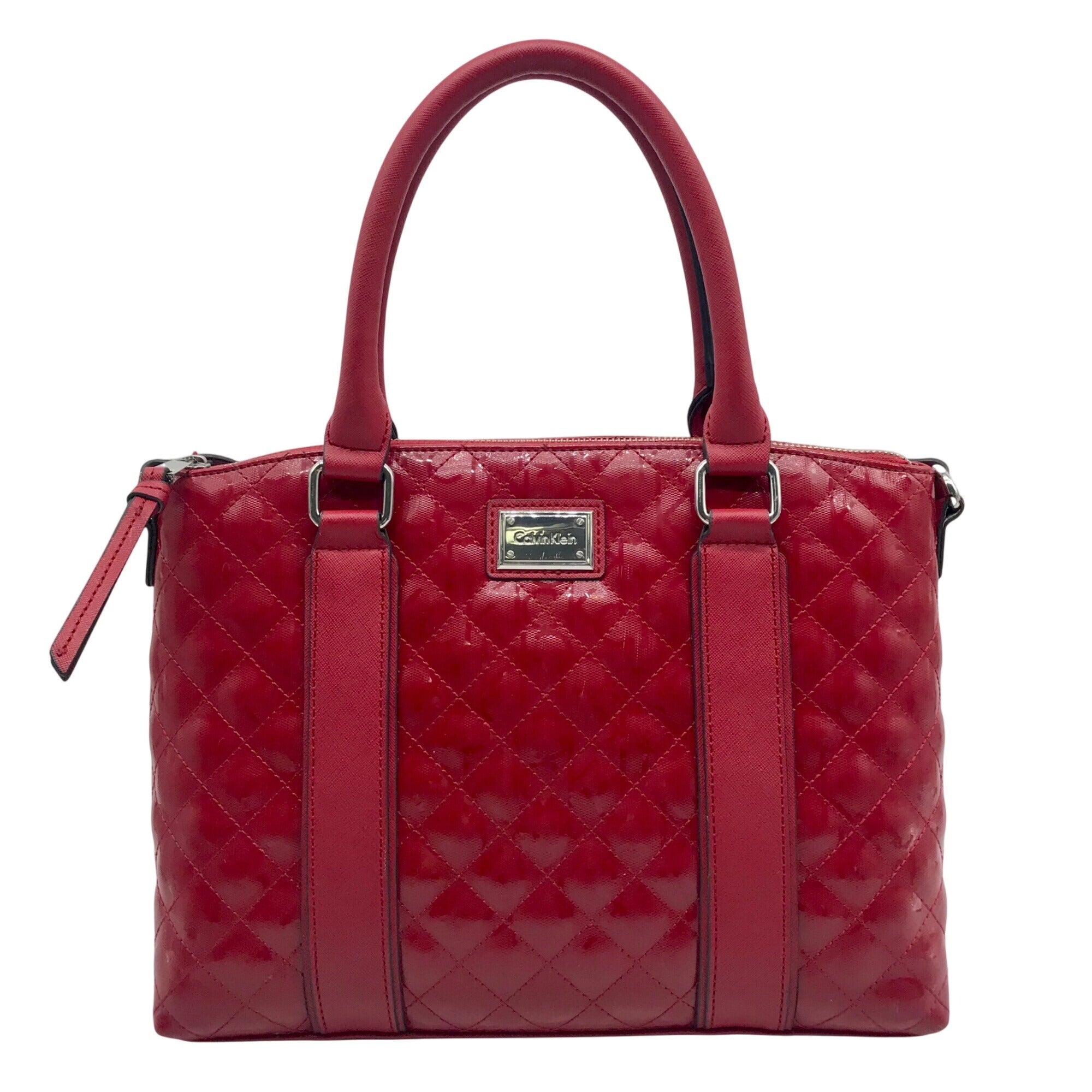 Calvin Klein Red Quilted Convertible Satchel