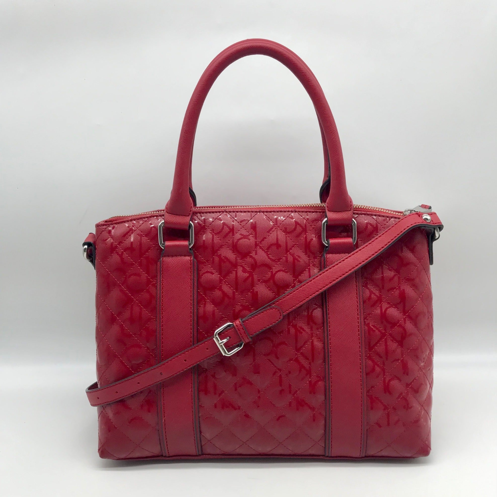 Calvin Klein Red Quilted Convertible Satchel