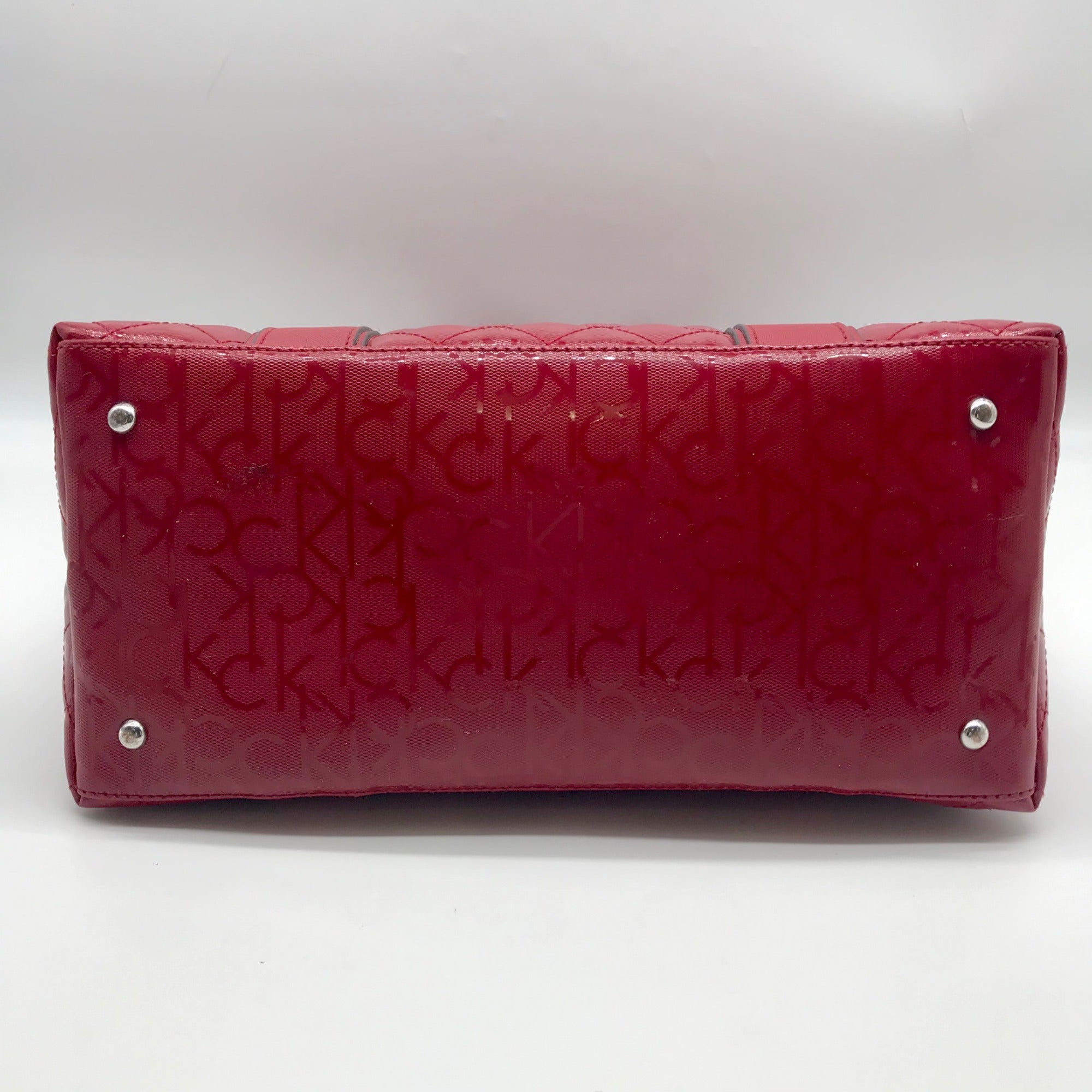 Calvin Klein Red Quilted Convertible Satchel