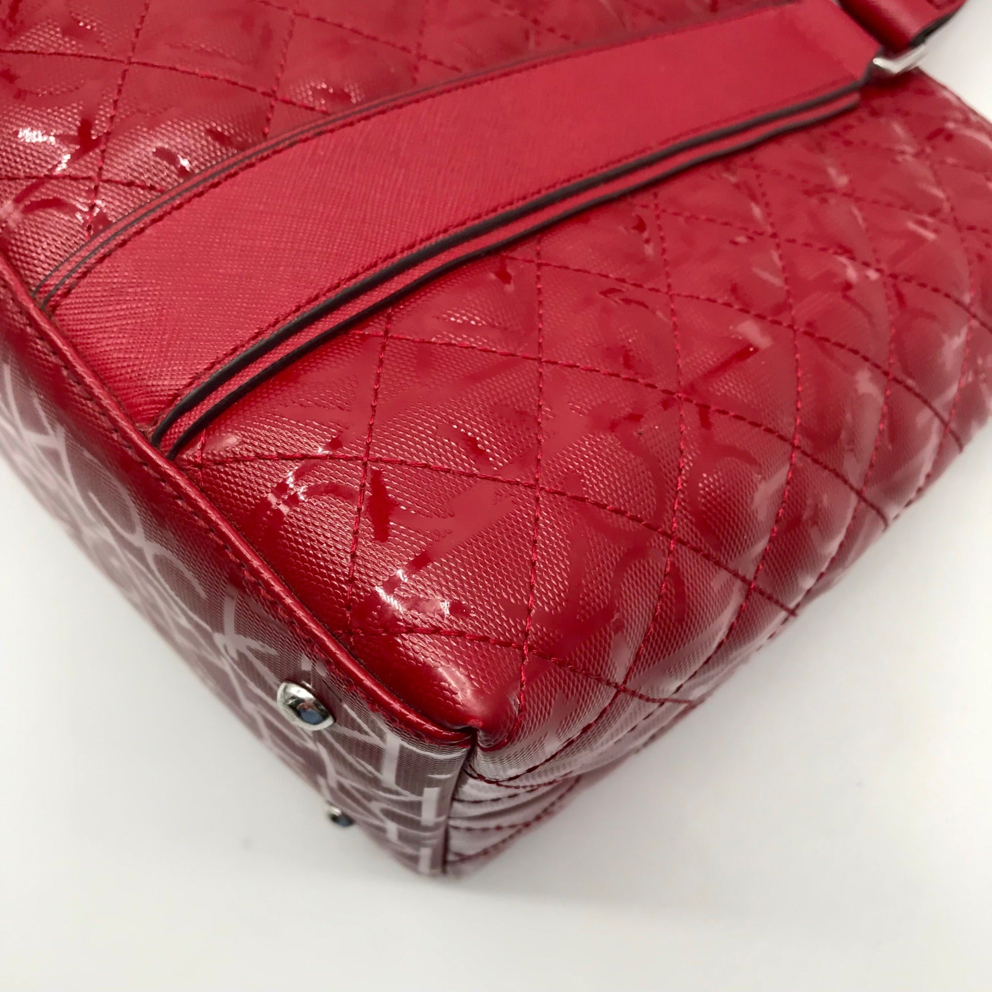 Calvin Klein Red Quilted Convertible Satchel