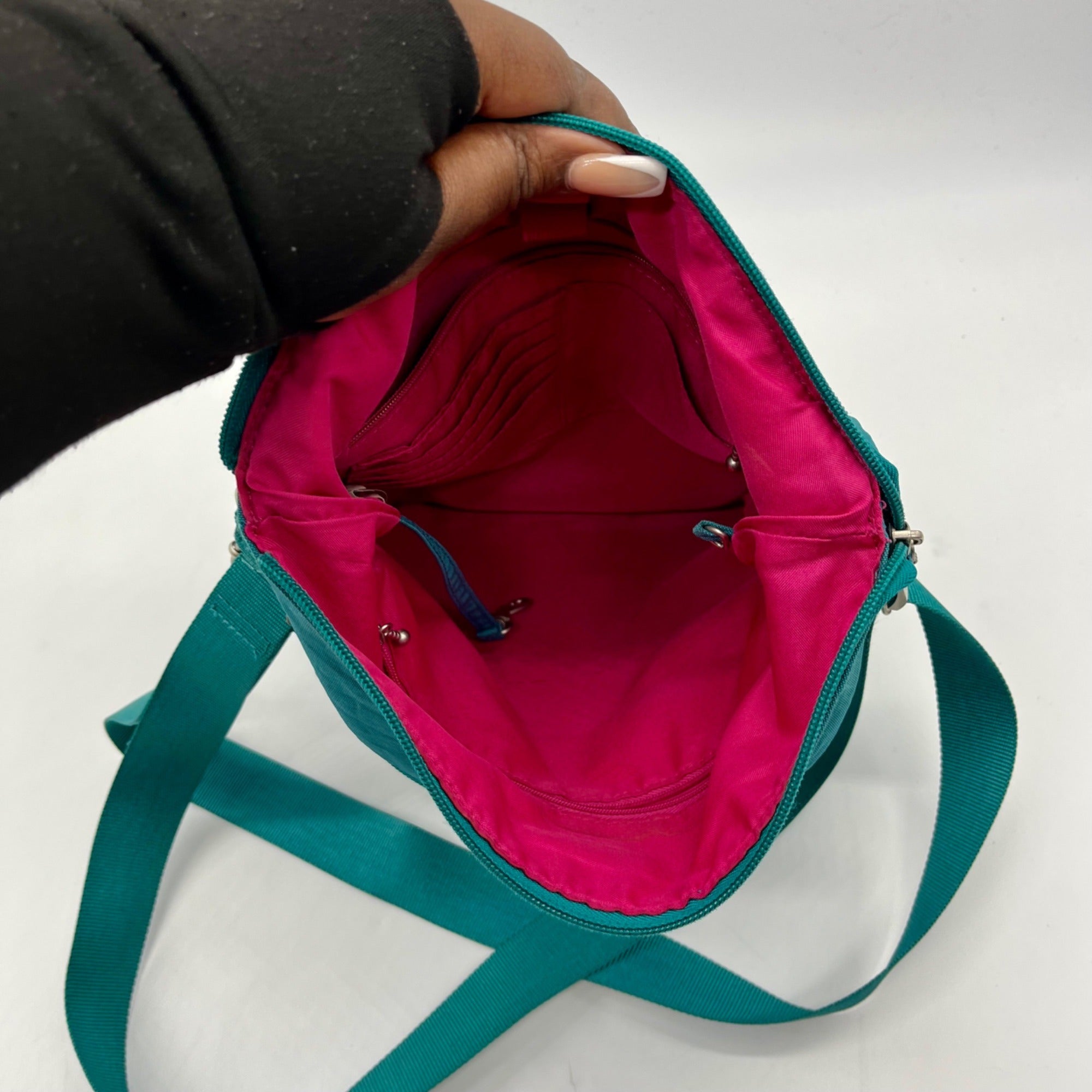 Baggallini Blue Nylon Big Zipper Crossbody Bag