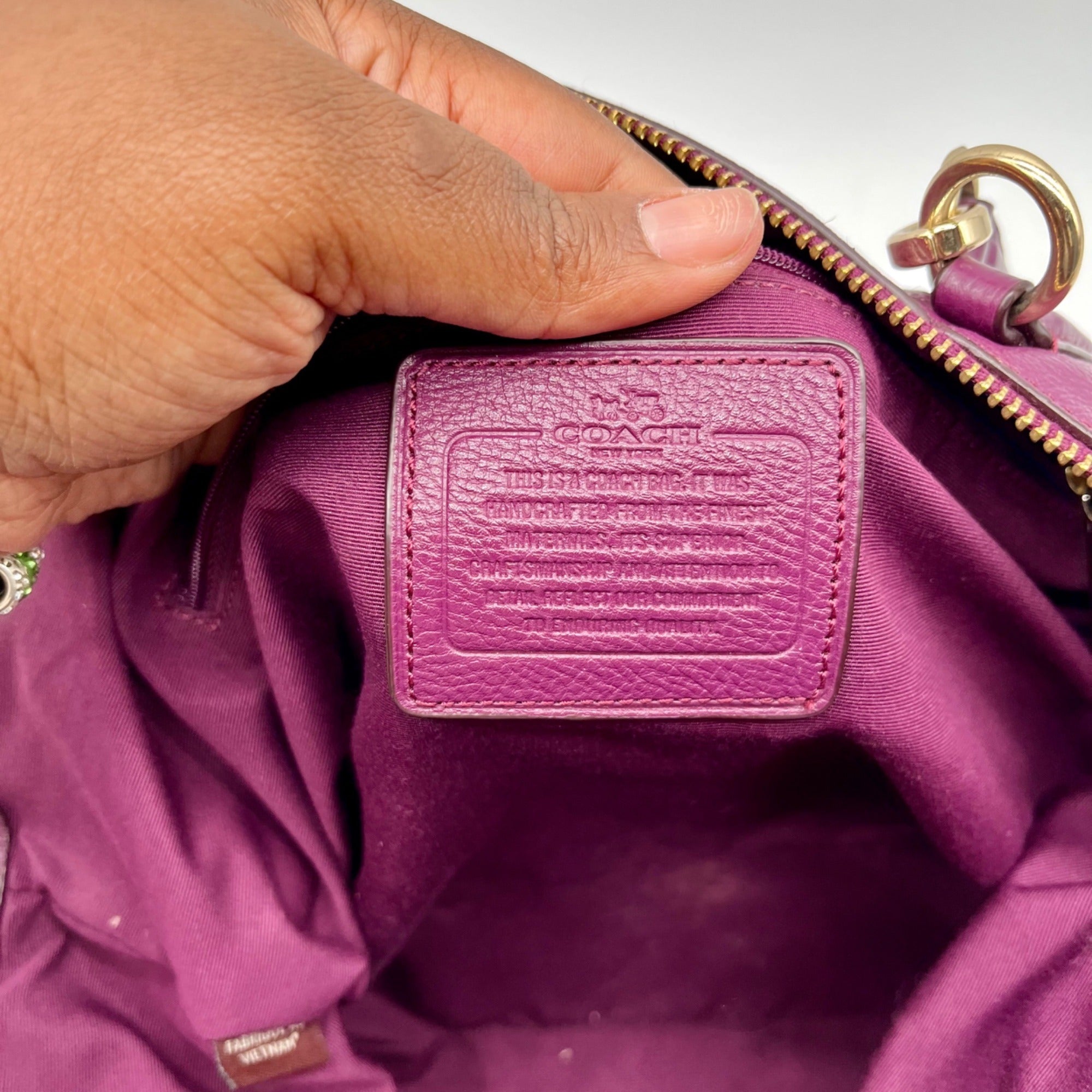 Coach Deep Plum Pebbled Leather Shoulder Bag