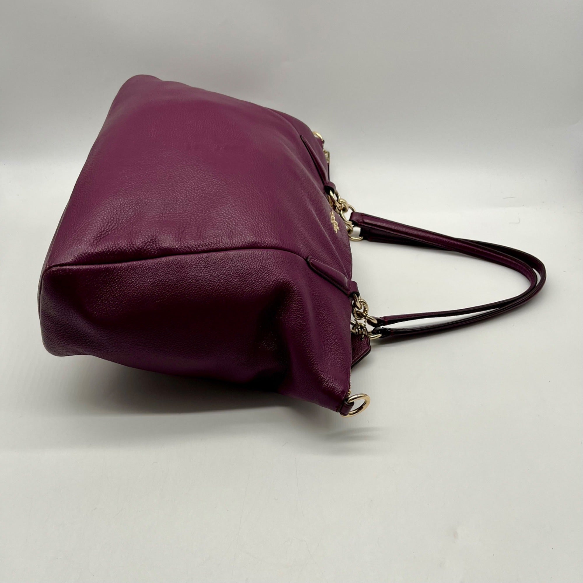 Coach Deep Plum Pebbled Leather Shoulder Bag