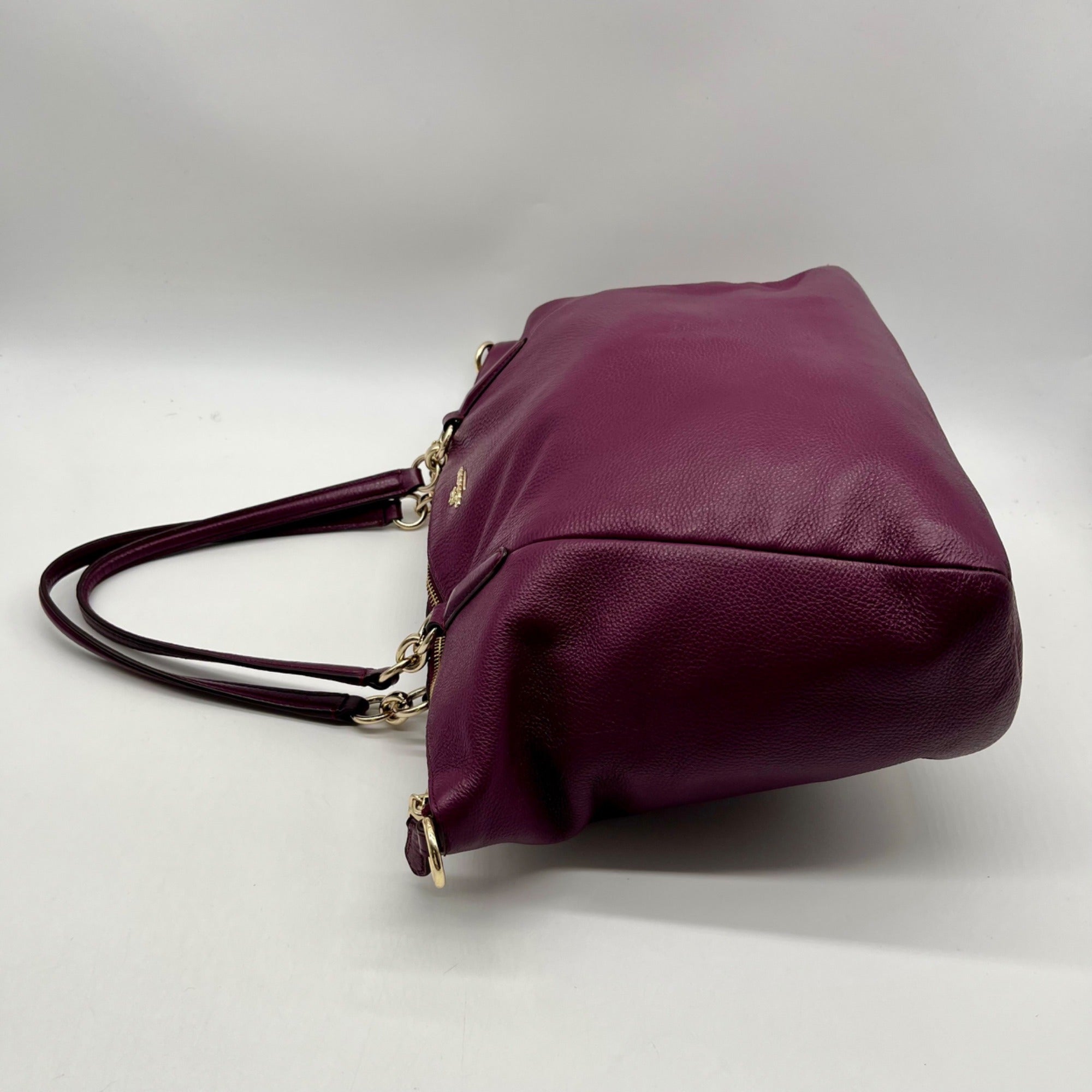 Coach Deep Plum Pebbled Leather Shoulder Bag