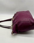 Coach Deep Plum Pebbled Leather Shoulder Bag